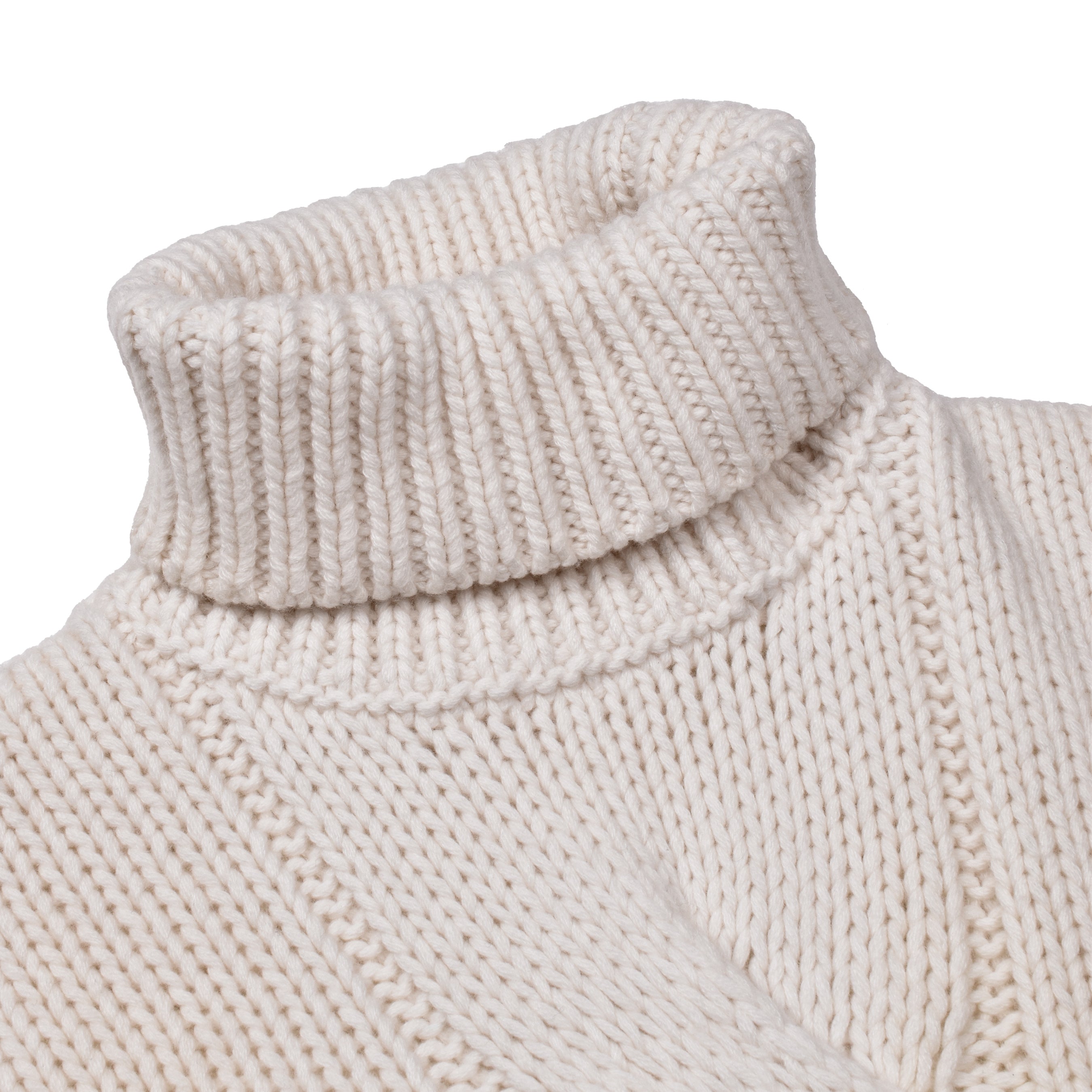 BRUNELLO CUCINELLI MEN'S CREAM CASHMERE CABLE KNIT TURTLENECK