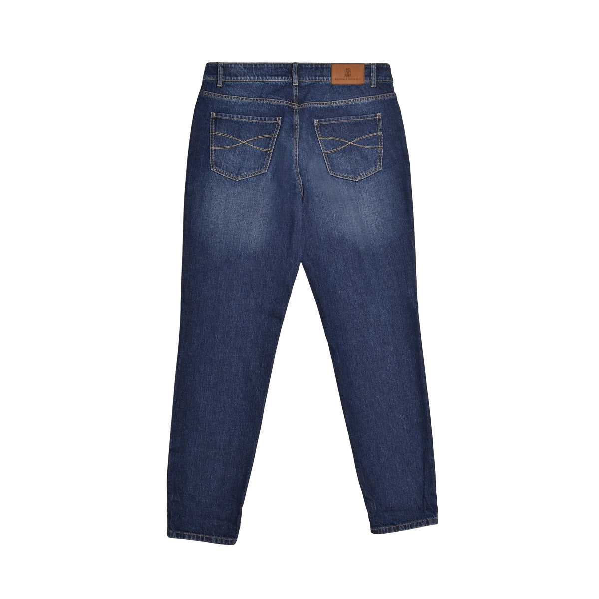 BRUNELLO CUCINELLI MEN'S DARK BLUE DENIM TROUSERS