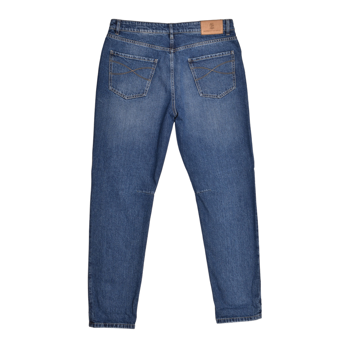 BRUNELLO CUCINELLI MEN'S MEDIUM BLUE DENIM TROUSERS