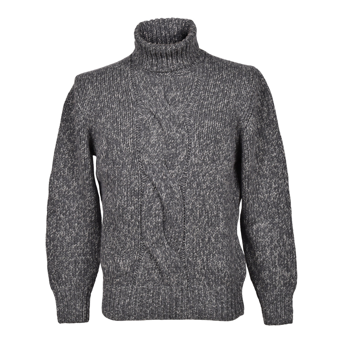 BRUNELLO CUCINELLI MEN'S GRAY CASHMERE CABLE SWEATER