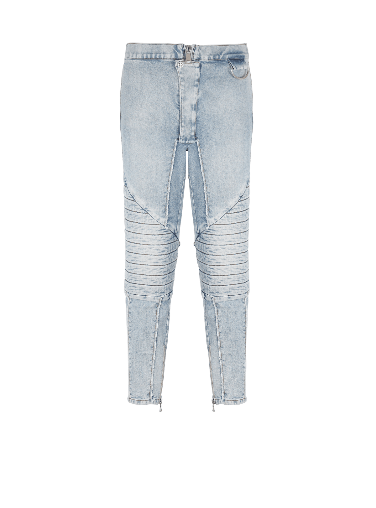BALMAIN MEN'S LIGHT BLUE DENIM SLIM TROUSERS