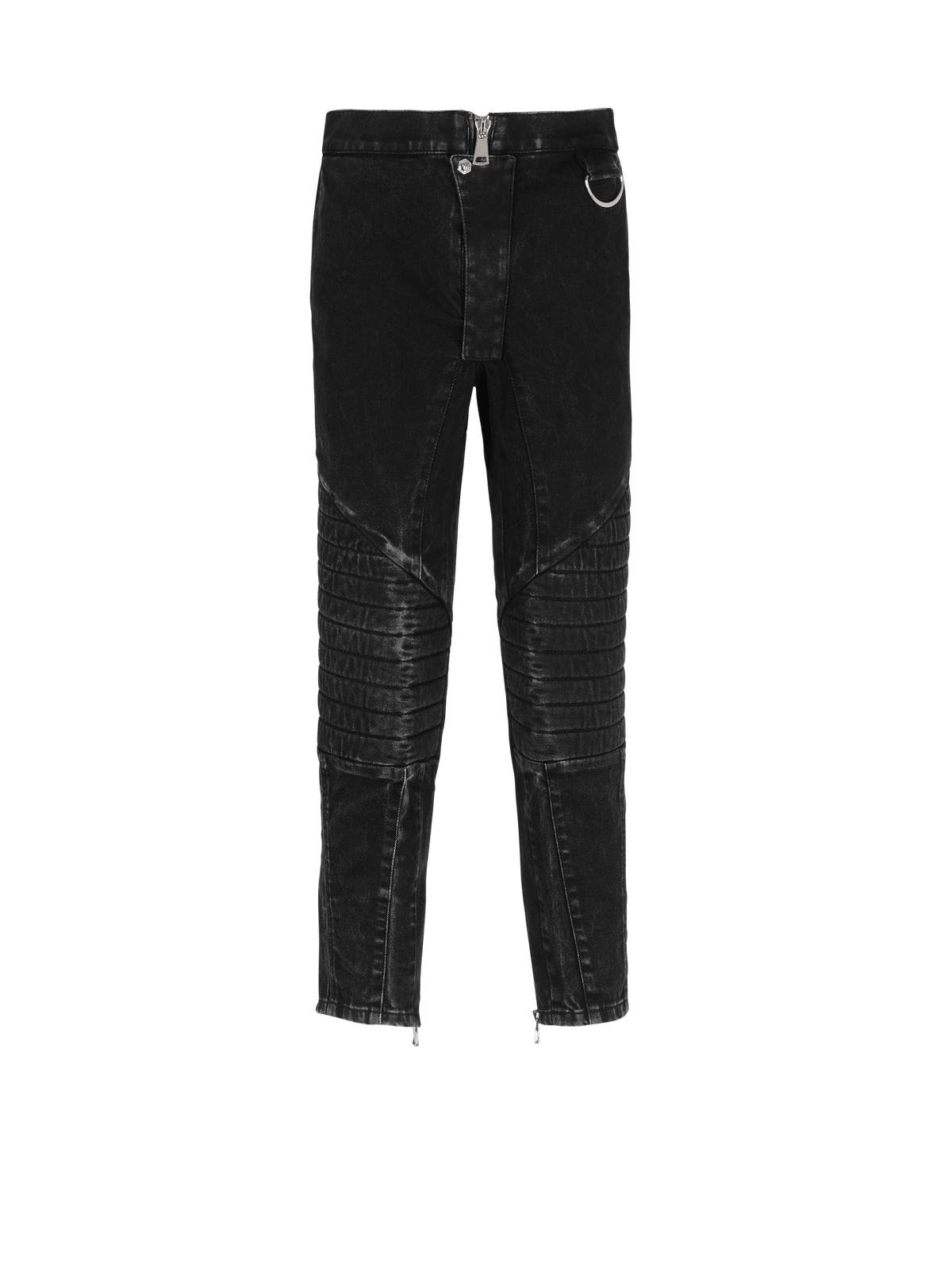 BALMAIN MEN'S BLACK ACID WASH DENIM PANTS