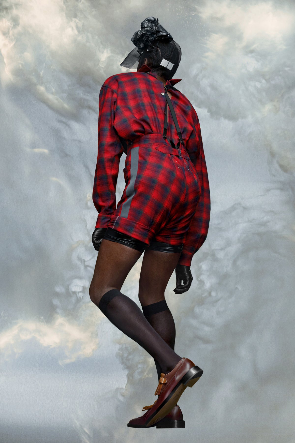 MAISON MARGIELA MEN'S RED PLAID TAILORED SHORTS