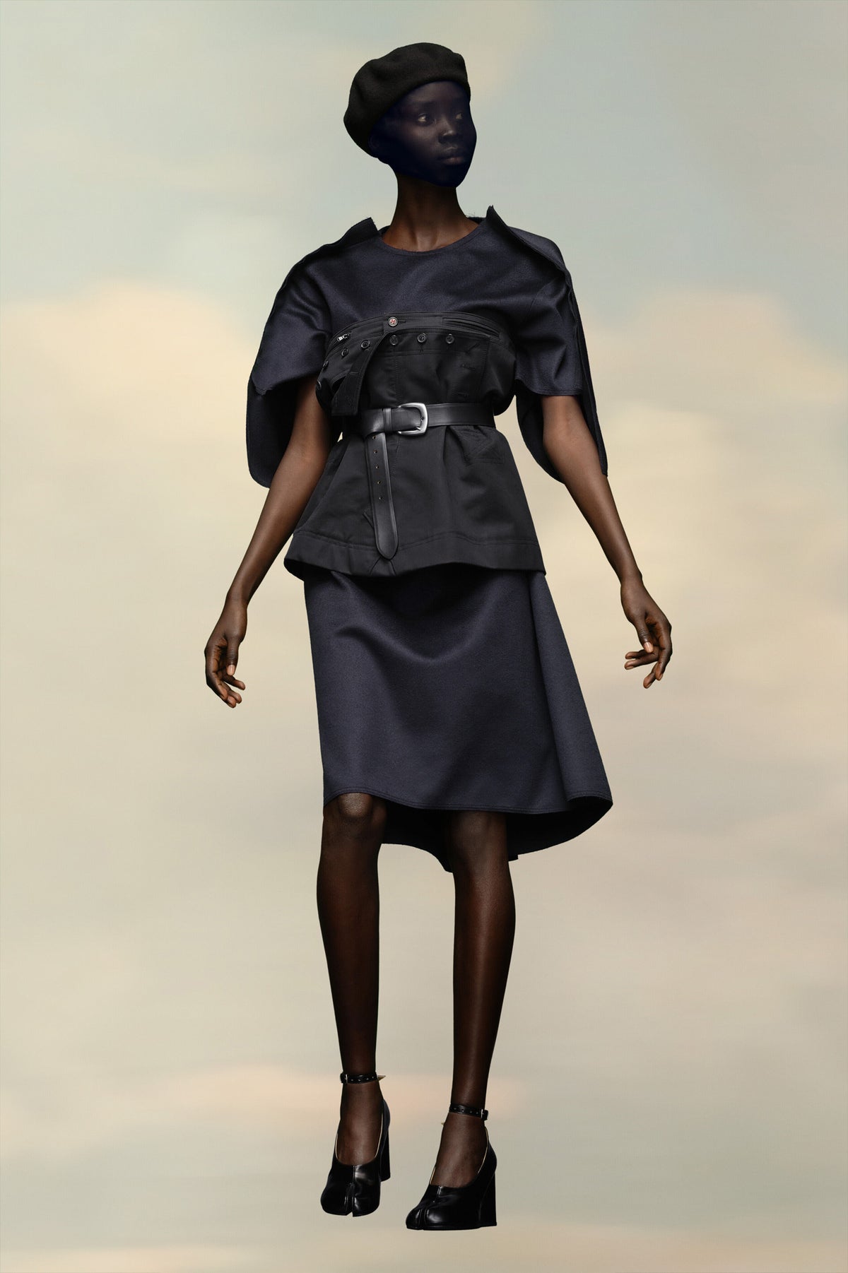 MAISON MARGIELA WOMEN'S BLACK STRUCTURED CORSET SKIRT
