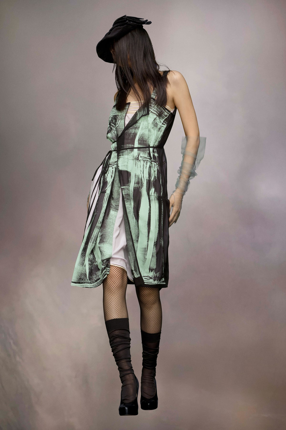 MAISON MARGIELA WOMEN'S PISTACHIO LIGHT BLUE PRINT MIDI DRESS