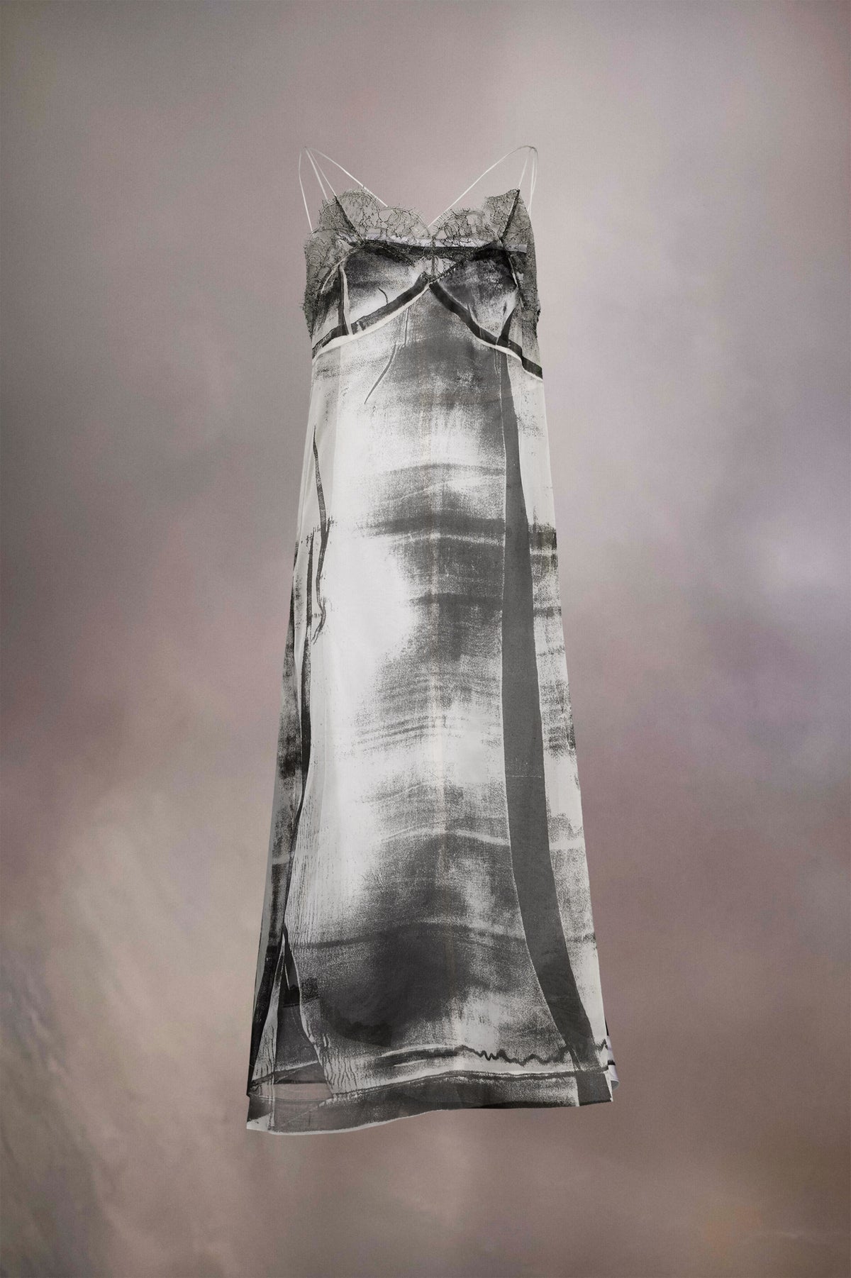 MAISON MARGIELA WOMEN'S GRAY ABSTRACT PRINT MIDI DRESS