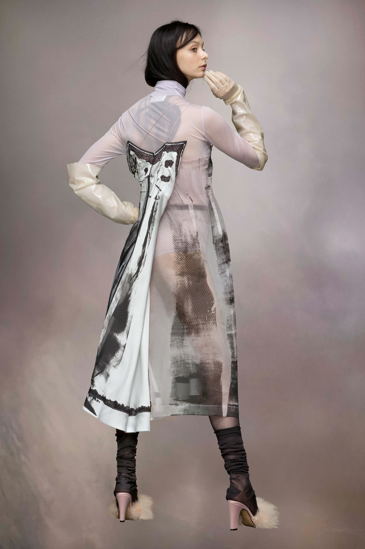 MAISON MARGIELA WOMEN'S PISTACHIO LILAC LACE MIDI DRESS