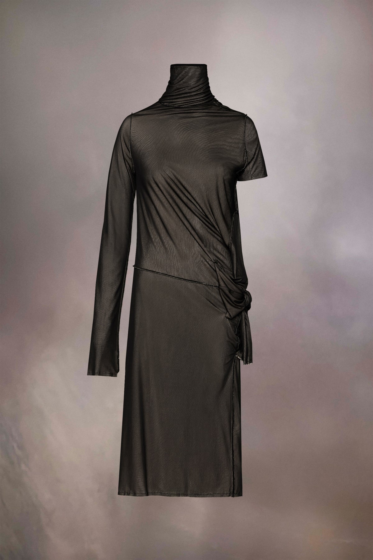 MAISON MARGIELA WOMEN'S BLACK MIDI DRESS WITH DRAPING