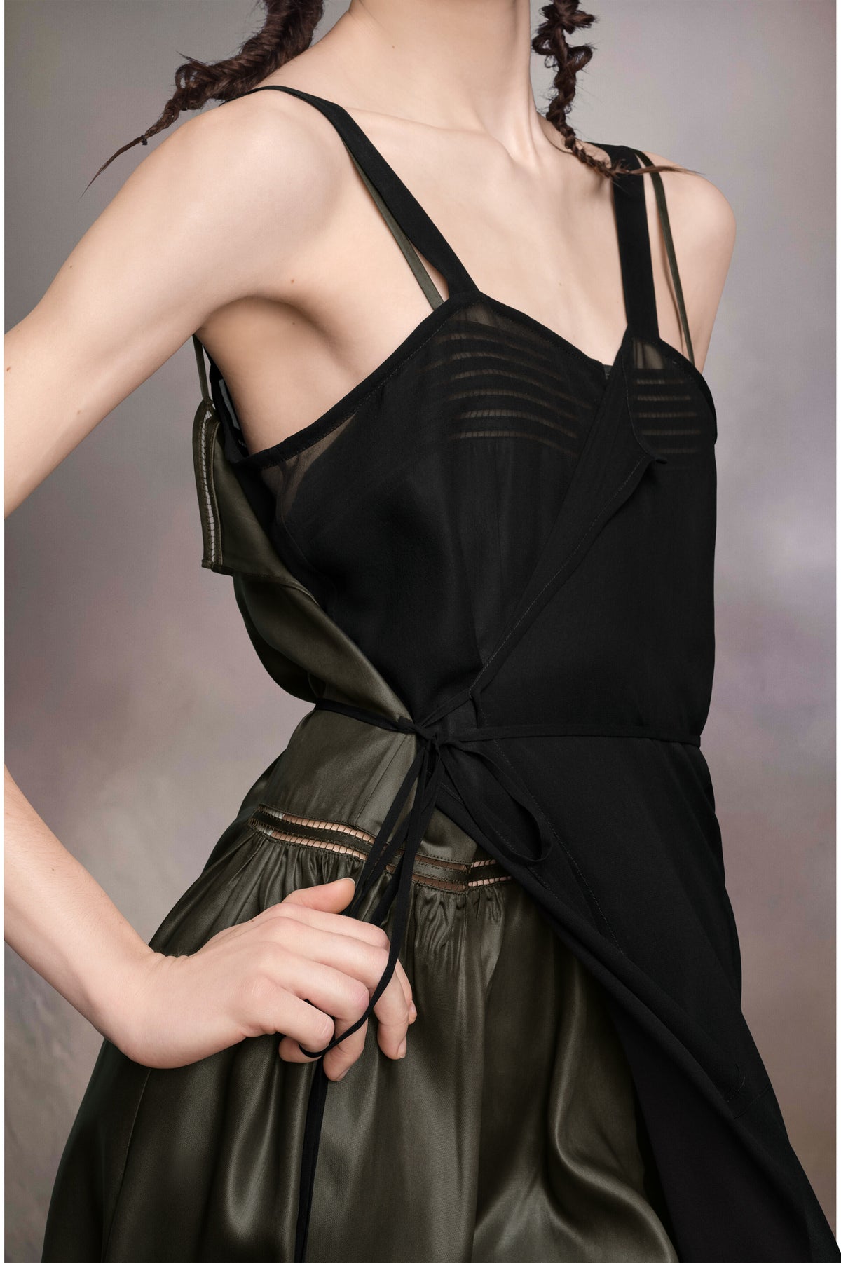 MAISON MARGIELA WOMEN'S ANTHRACITE BLACK MIDI DRESS