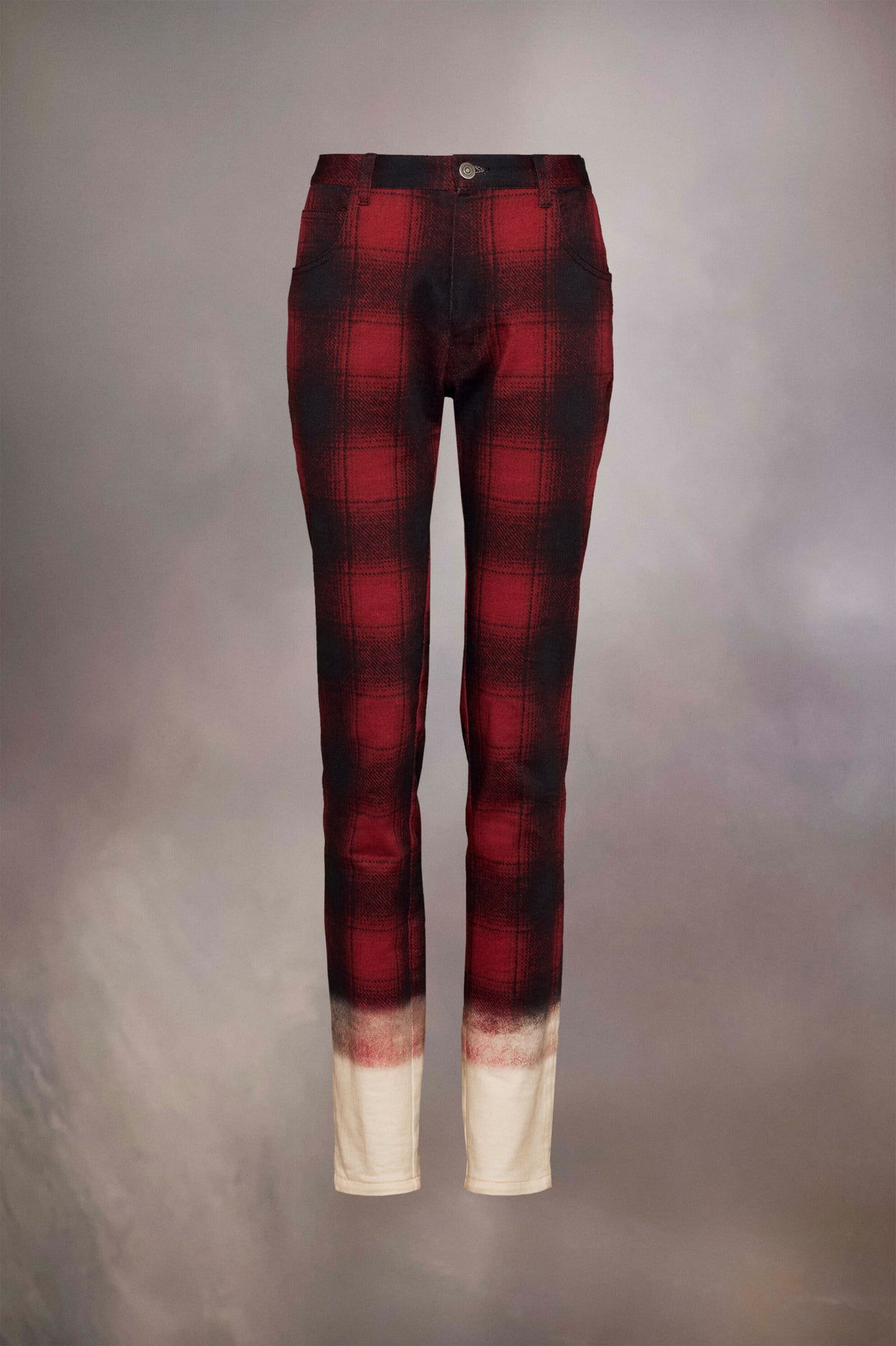 MAISON MARGIELA WOMEN'S RED PLAID OMBRE TROUSERS