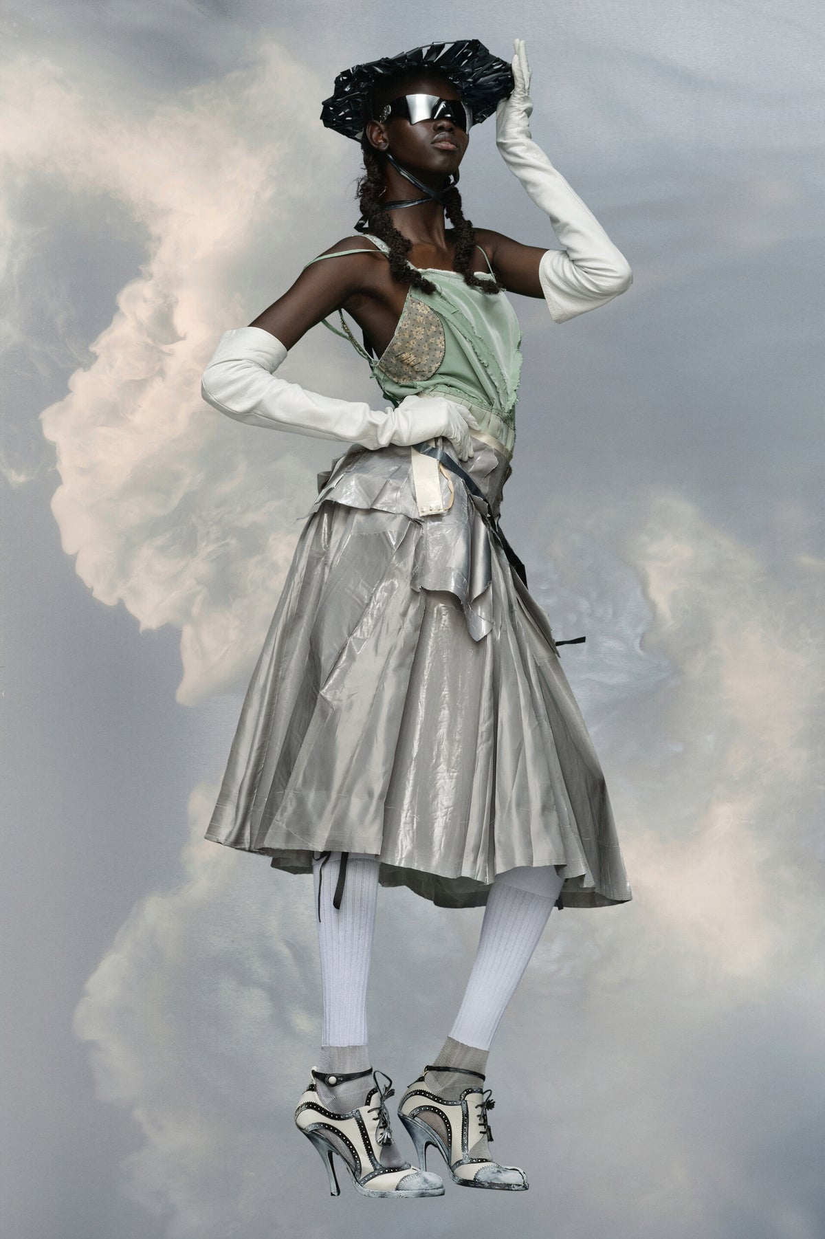 MAISON MARGIELA WOMEN'S PEARL GREY DECONSTRUCTED MIDI SKIRT