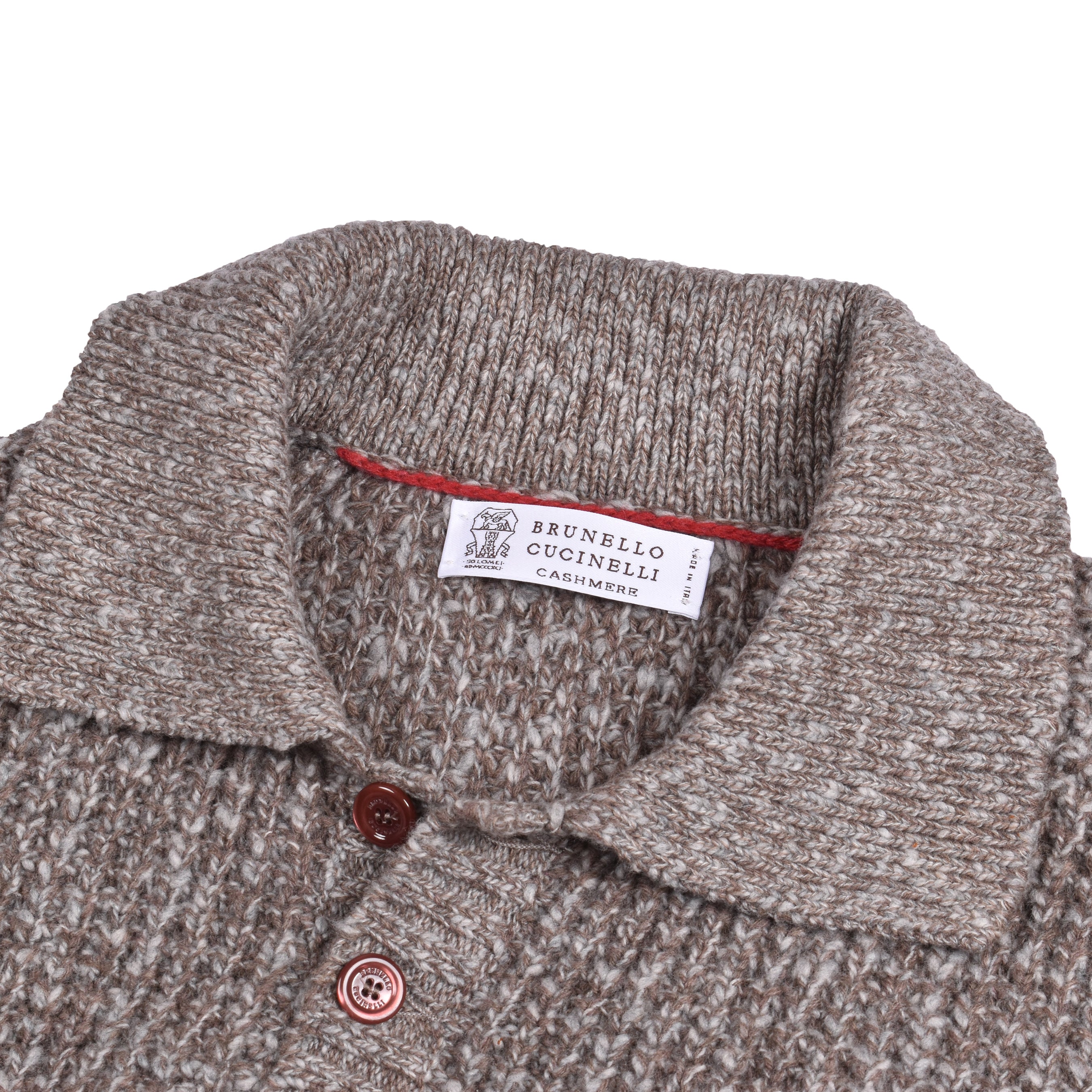 BRUNELLO CUCINELLI MEN'S BROWN CASHMERE WOOL KNIT SWEATER