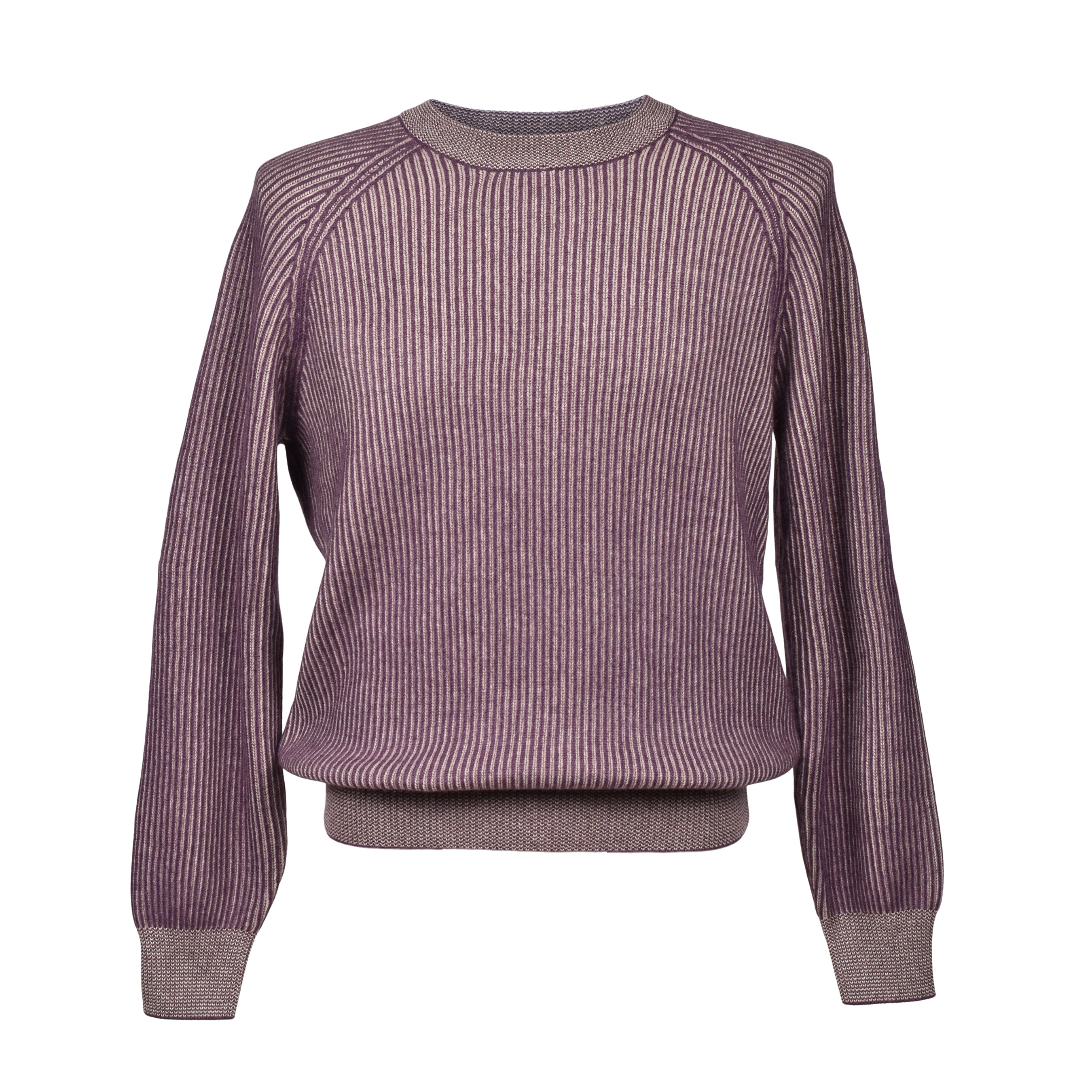 BRUNELLO CUCINELLI MEN'S PURPLE CASHMERE CREW NECK SWEATER