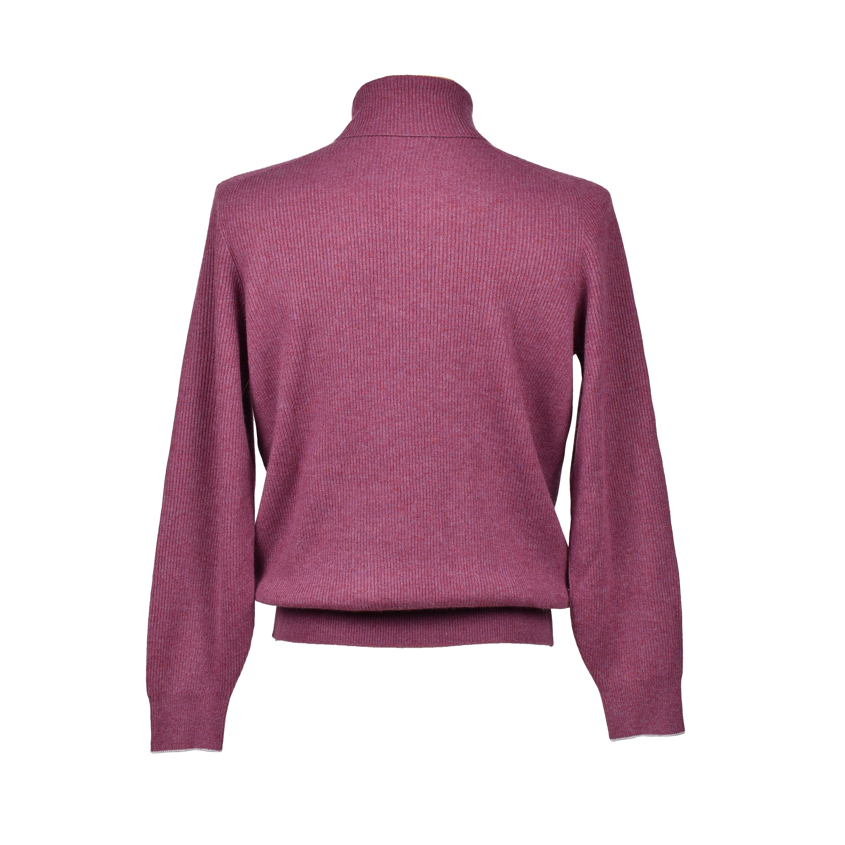 BRUNELLO CUCINELLI MEN'S AUBERGINE CASHMERE TURTLENECK SWEATER