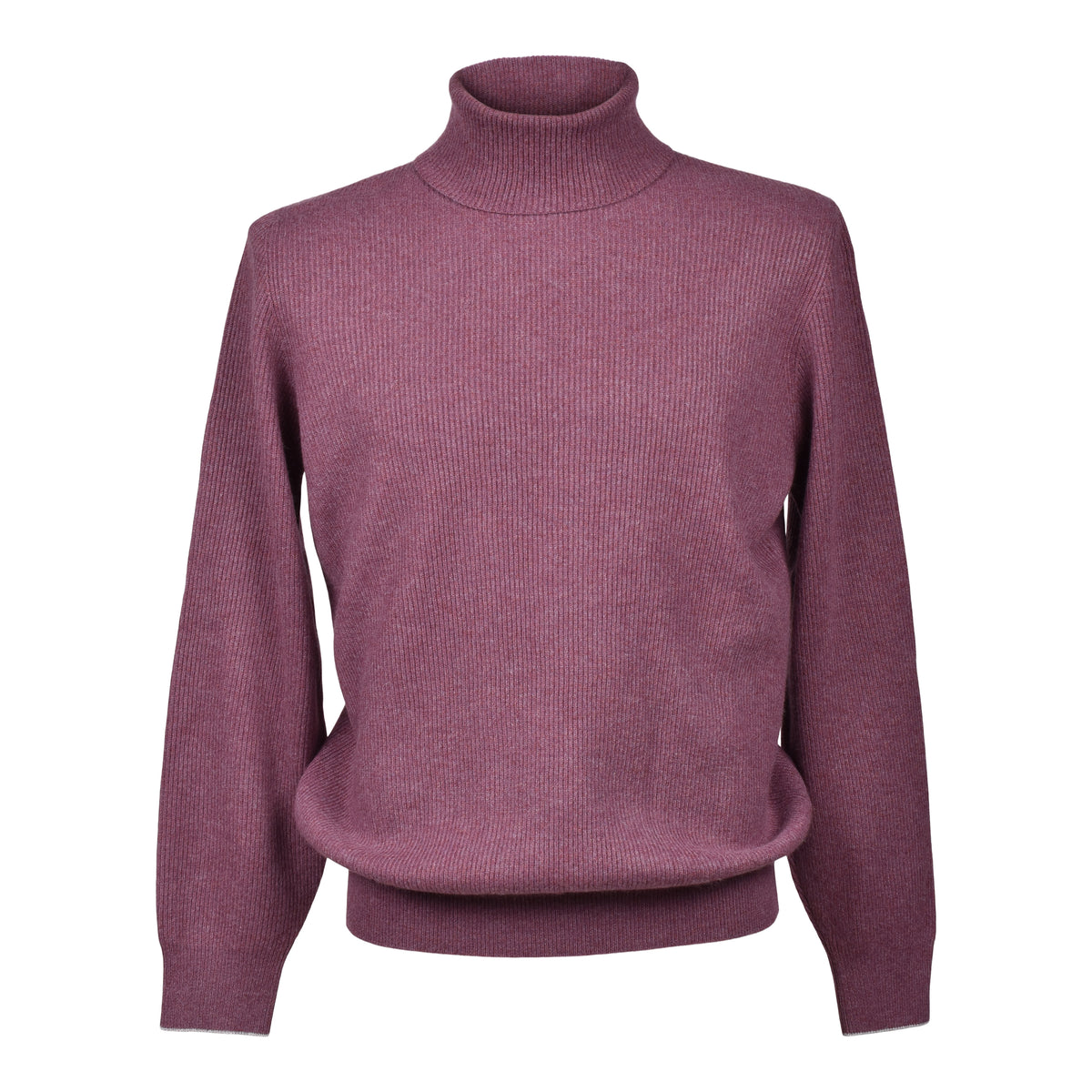 BRUNELLO CUCINELLI MEN'S PURPLE CASHMERE TURTLENECK SWEATER