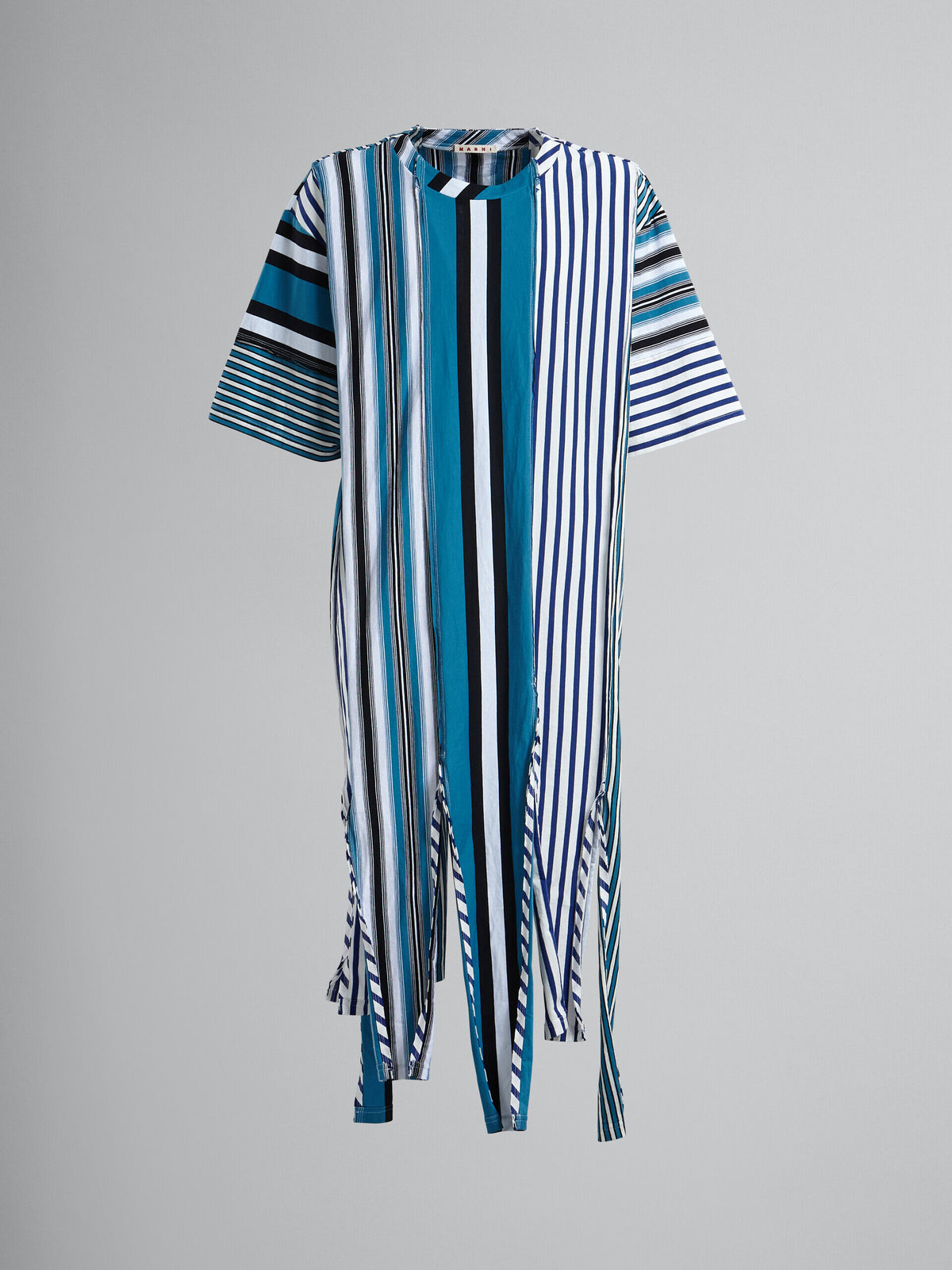 MARNI MEN'S STRIPED MULTICOLOR FRINGE DETAIL SHIRT