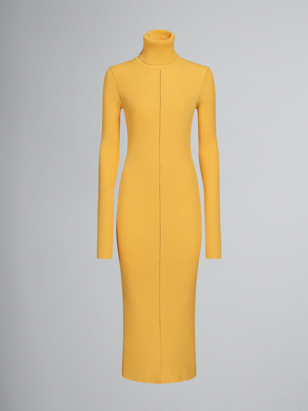 MARNI WOMEN'S MAIZE RIBBED TURTLENECK MIDI DRESS