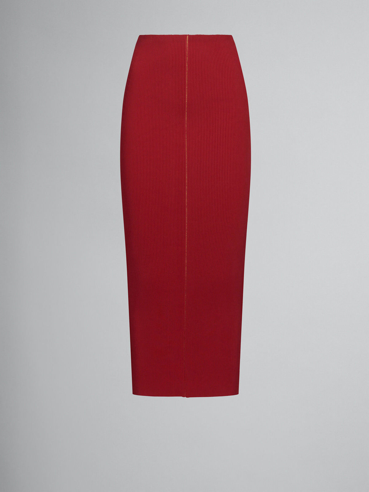 MARNI WOMEN'S RED RIBBED PENCIL SKIRT