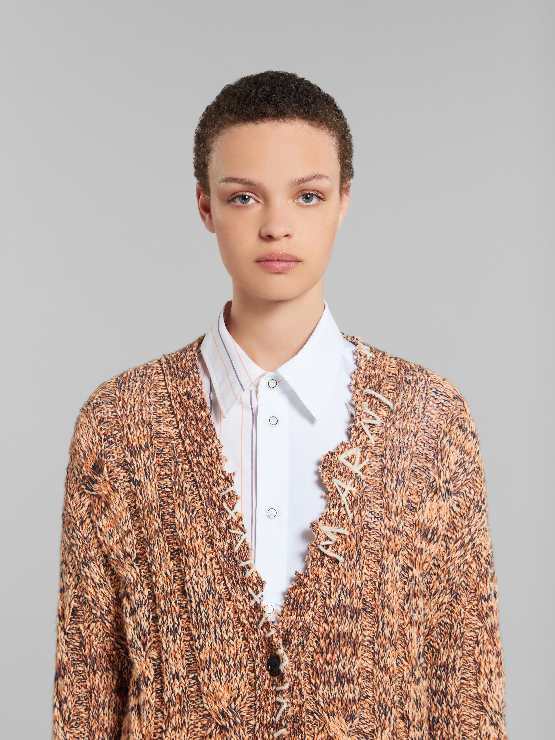 MARNI WOMEN'S MARLED ORANGE KNIT SWEATER