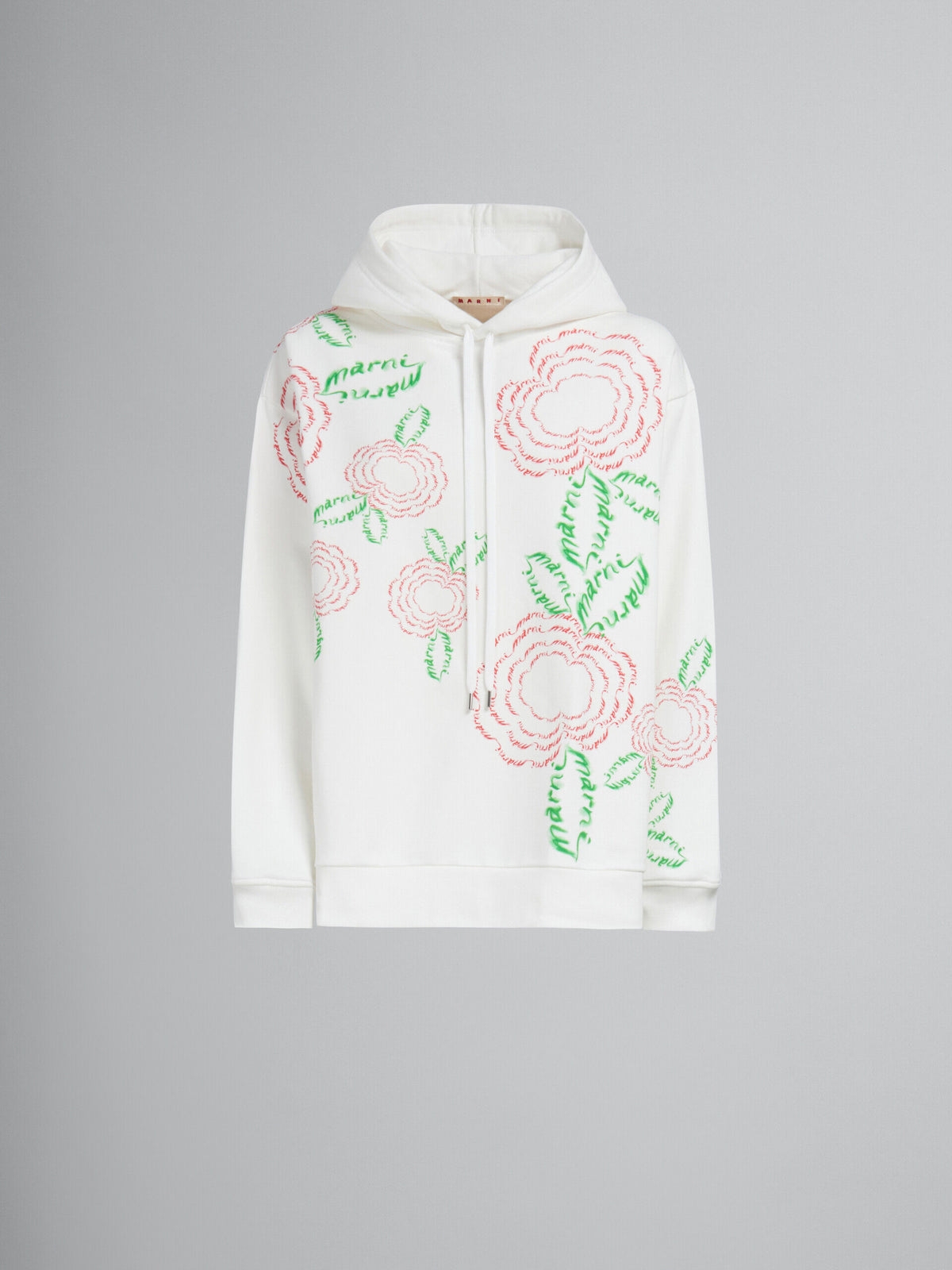 MARNI WOMEN'S NATURAL WHITE FLORAL EMBROIDERED HOODIE