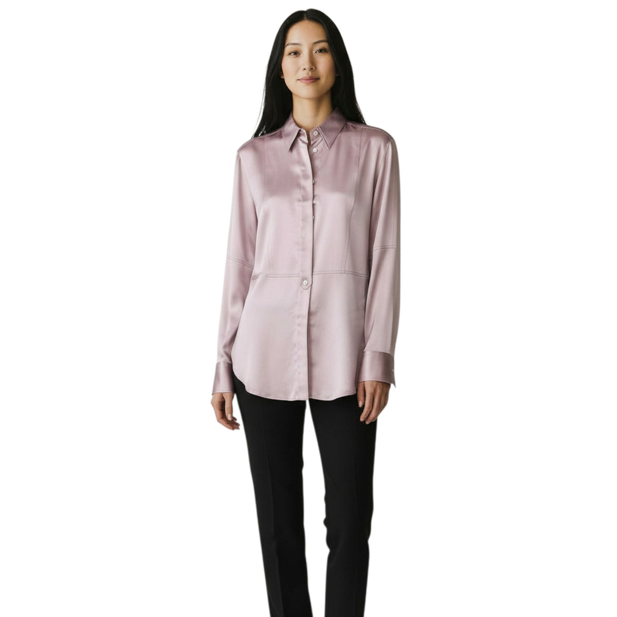 BRUNELLO CUCINELLI WOMEN'S MAUVE SILK BLEND SHIRT