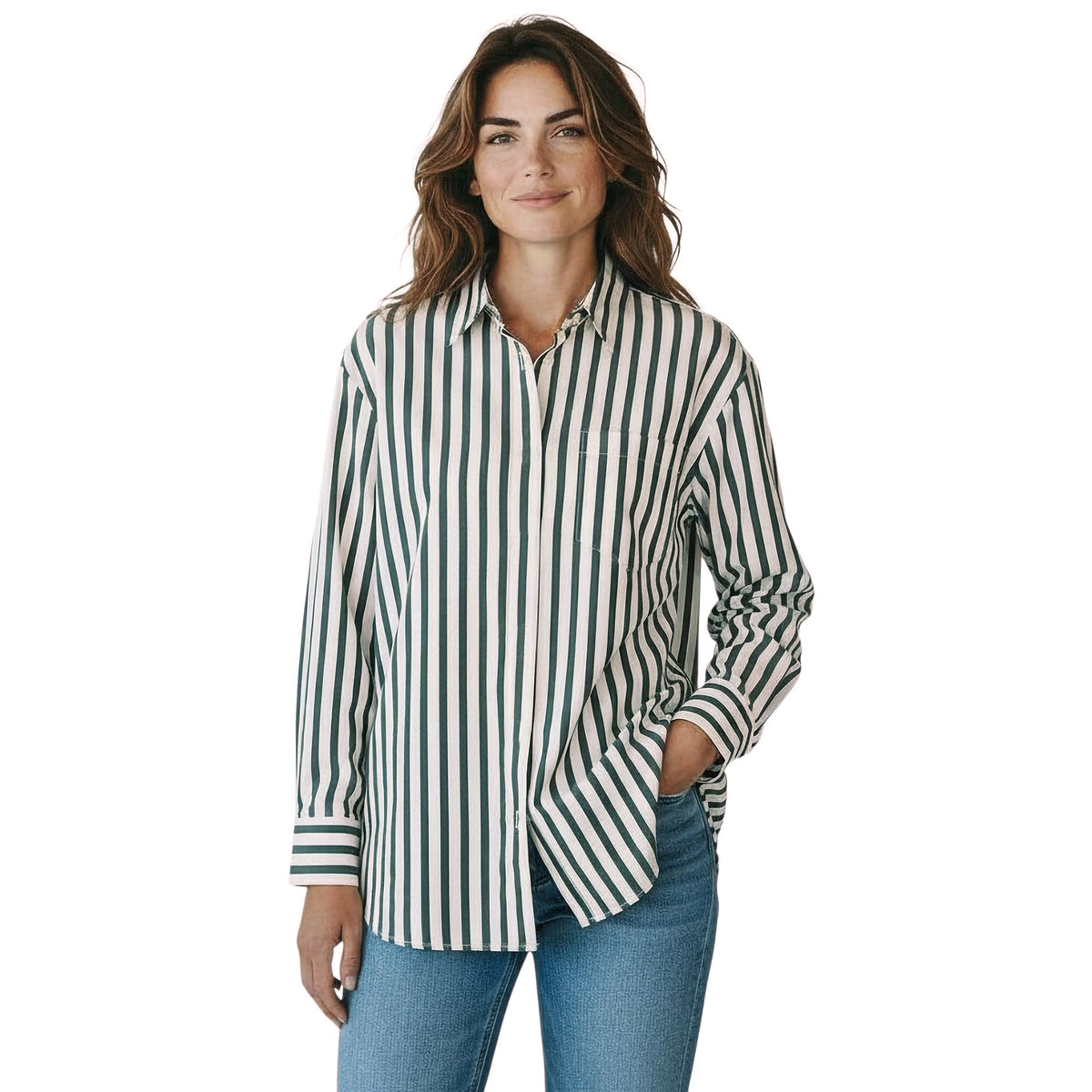 BRUNELLO CUCINELLI WOMEN'S BEIGE DARK GREEN SILK BLEND SHIRT