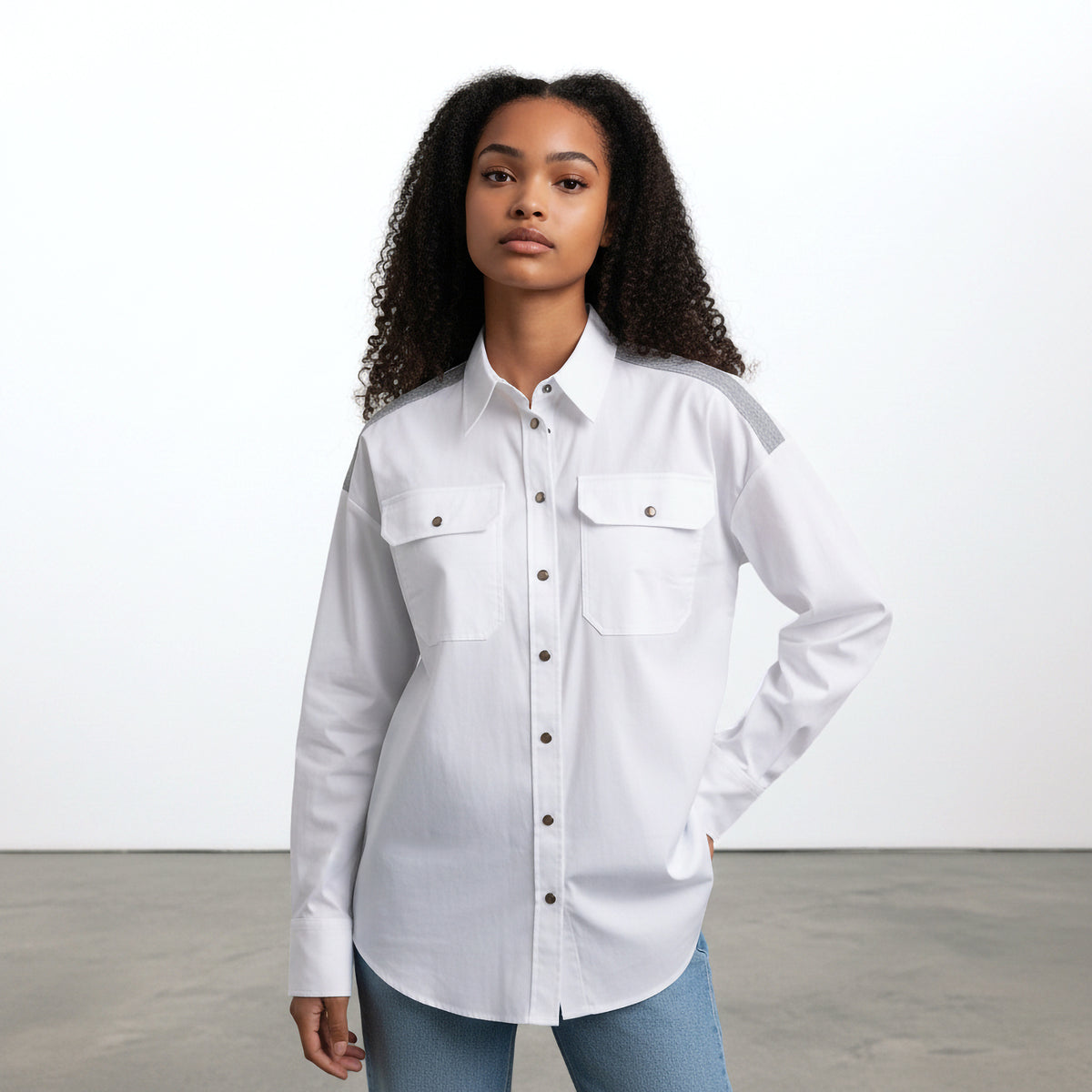 BRUNELLO CUCINELLI WOMEN'S WHITE WESTERN STYLE SHIRT