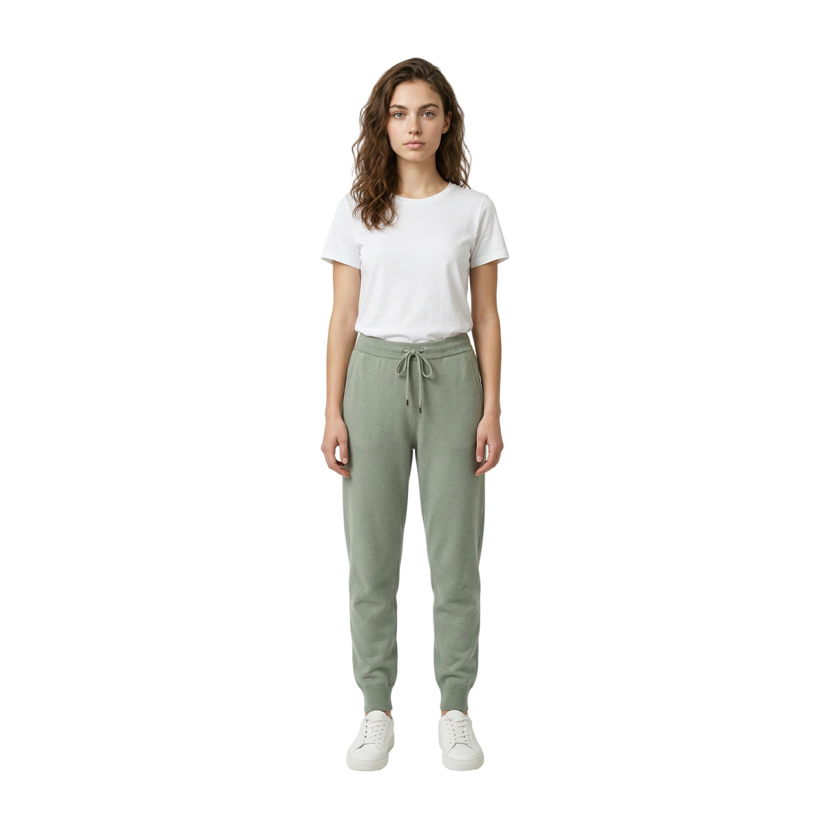 BRUNELLO CUCINELLI WOMEN'S SAGE CASHMERE KNIT TROUSERS