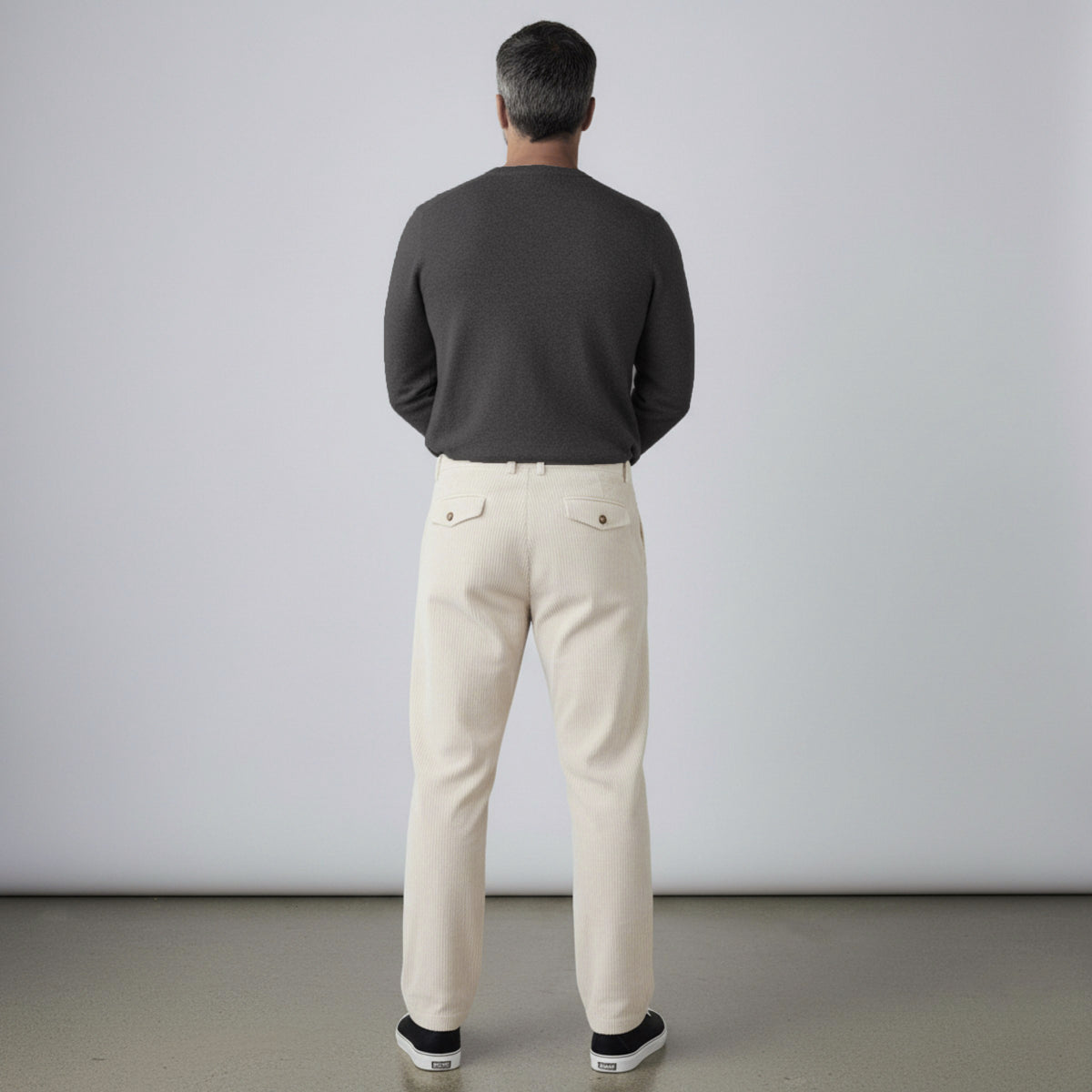 BRUNELLO CUCINELLI MEN'S OFF WHITE CORDUROY TROUSERS
