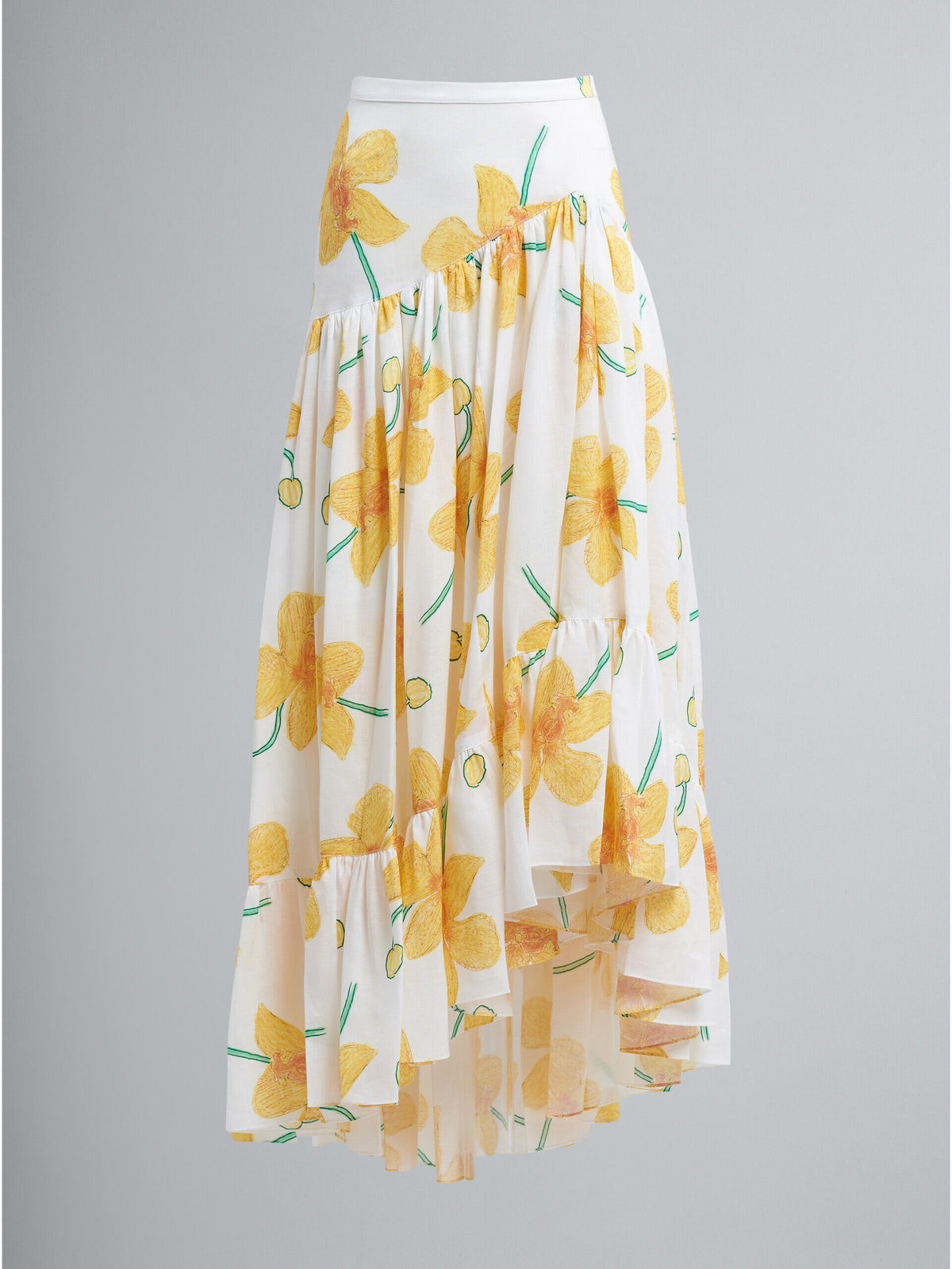 MARNI WOMEN'S FLORAL ASYMMETRIC RUFFLED SKIRT