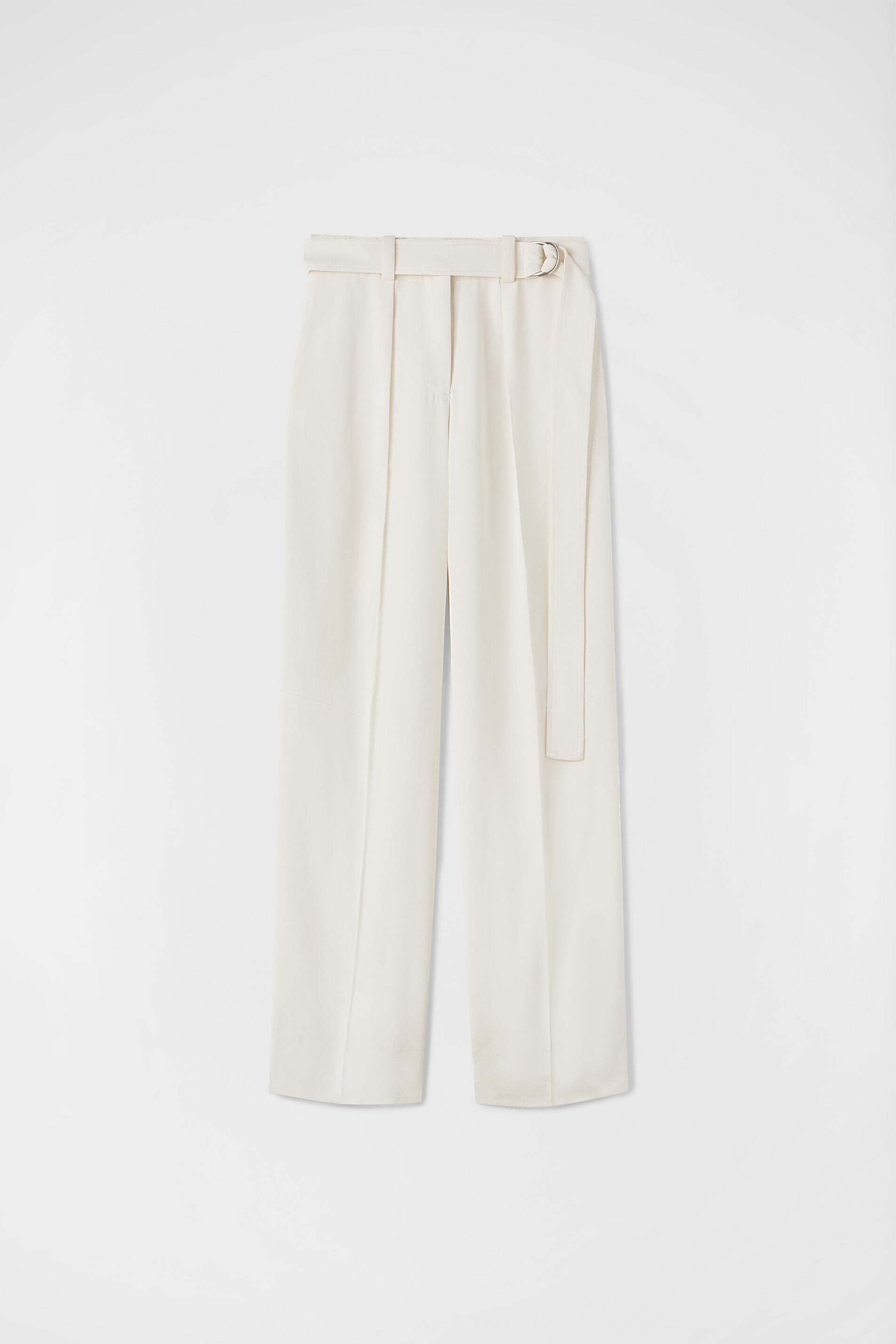 JIL SANDER WOMEN'S OFF WHITE BELTED TROUSERS