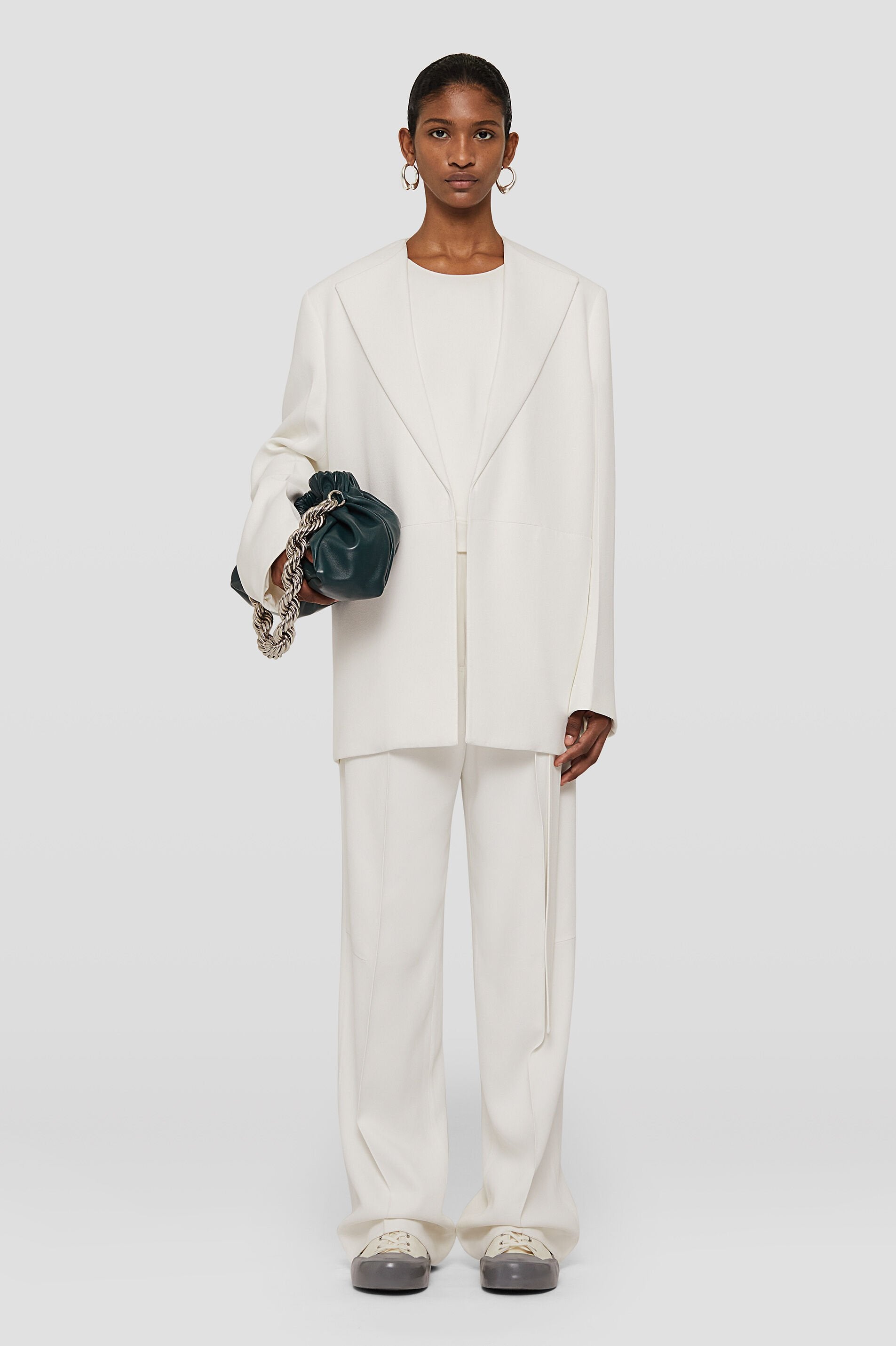 JIL SANDER WOMEN'S OFF WHITE BELTED TROUSERS