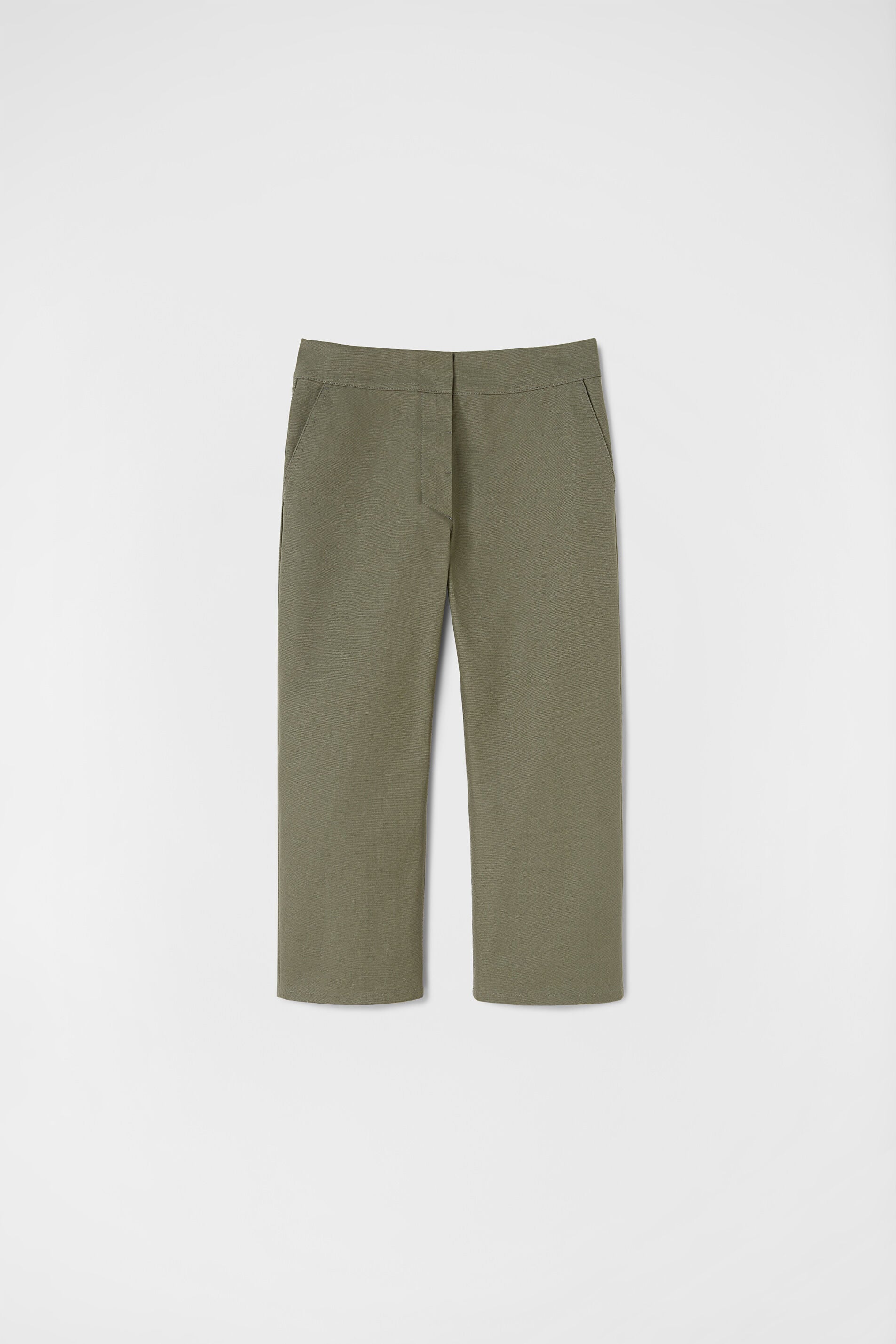 JIL SANDER WOMEN'S OLIVE STRAIGHT LEG TROUSERS