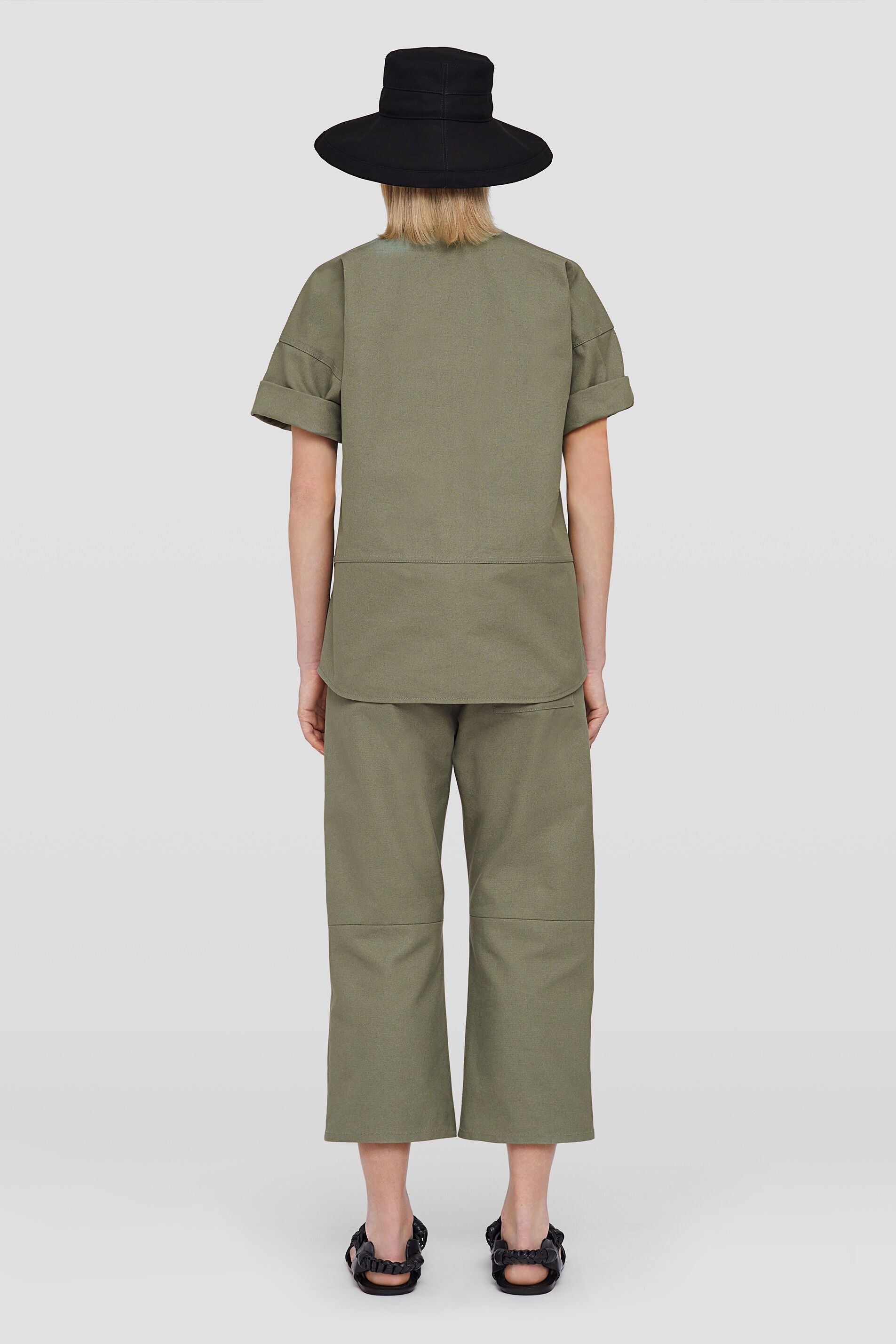 JIL SANDER WOMEN'S OLIVE STRAIGHT LEG TROUSERS