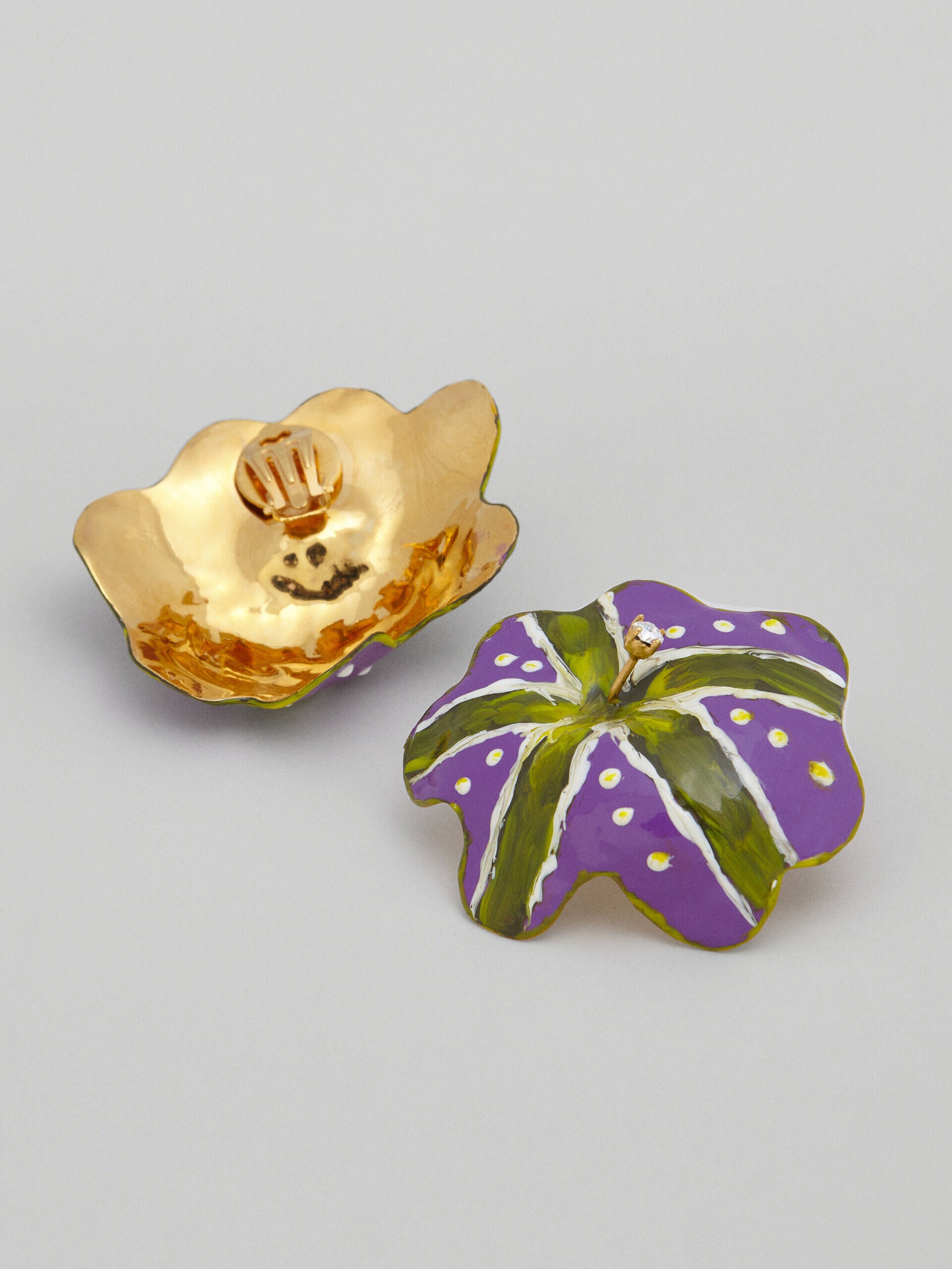 MARNI WOMEN'S PURPLE ENAMEL FLOWER EARRINGS