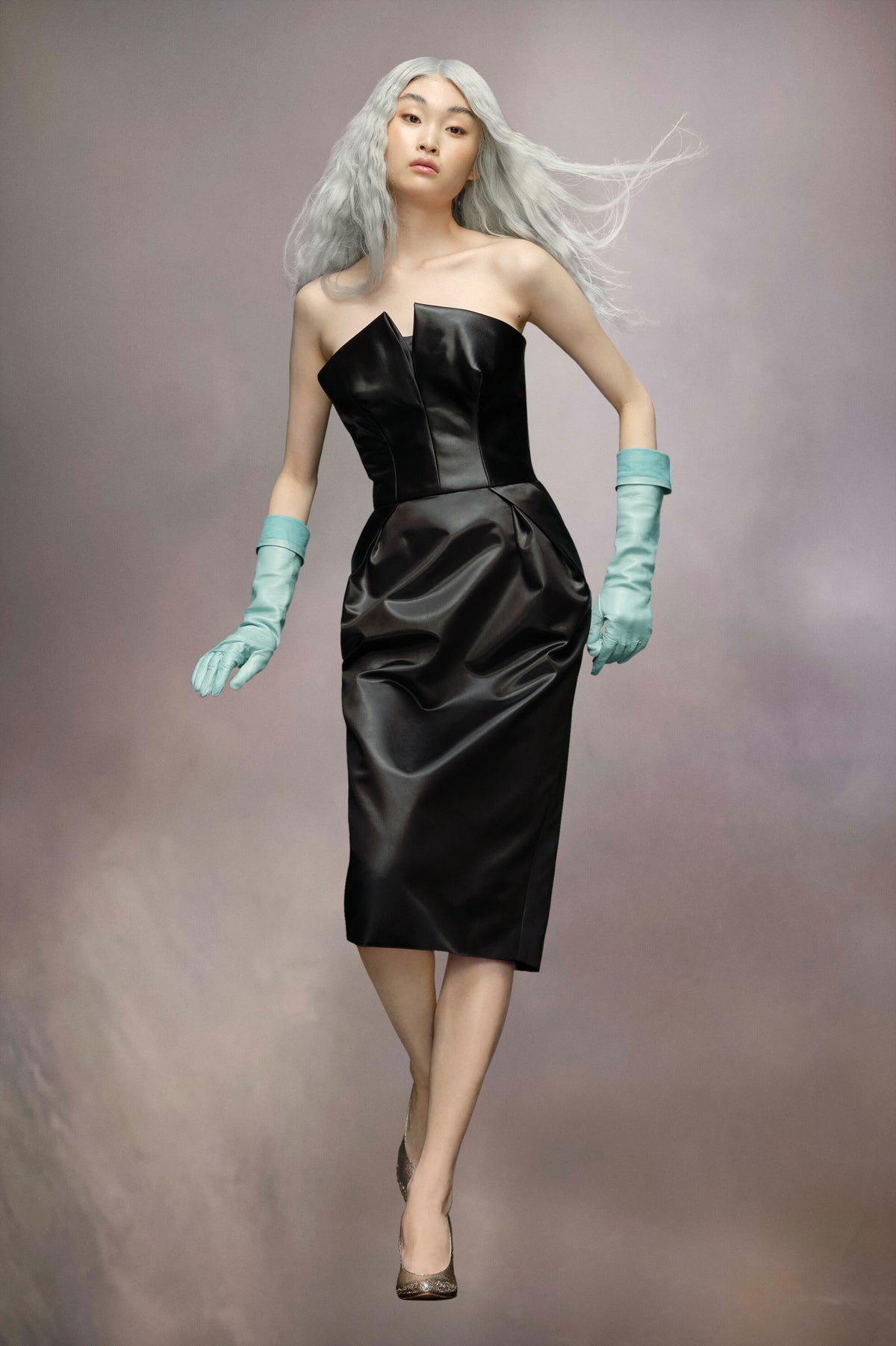 MAISON MARGIELA WOMEN'S BLACK STRAPLESS MIDI DRESS