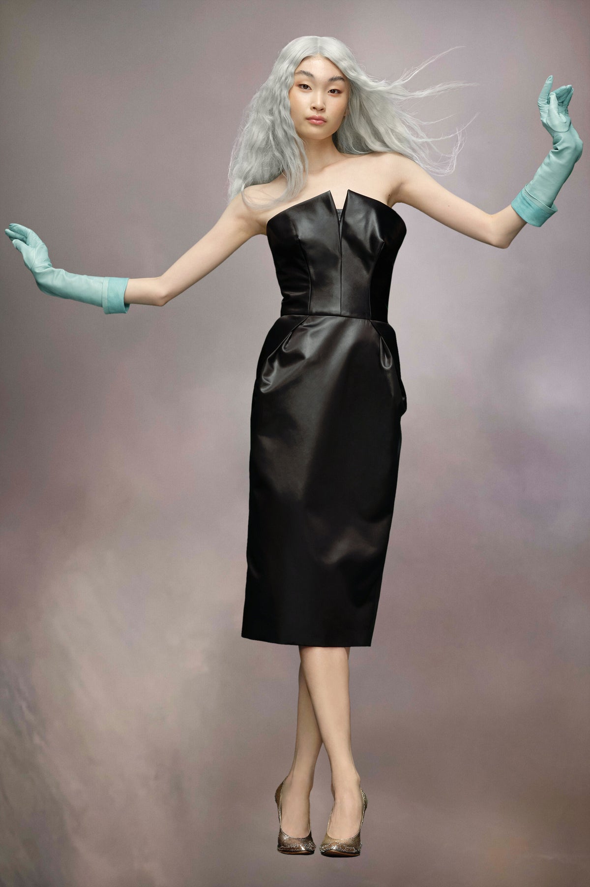 MAISON MARGIELA WOMEN'S BLACK STRAPLESS MIDI DRESS