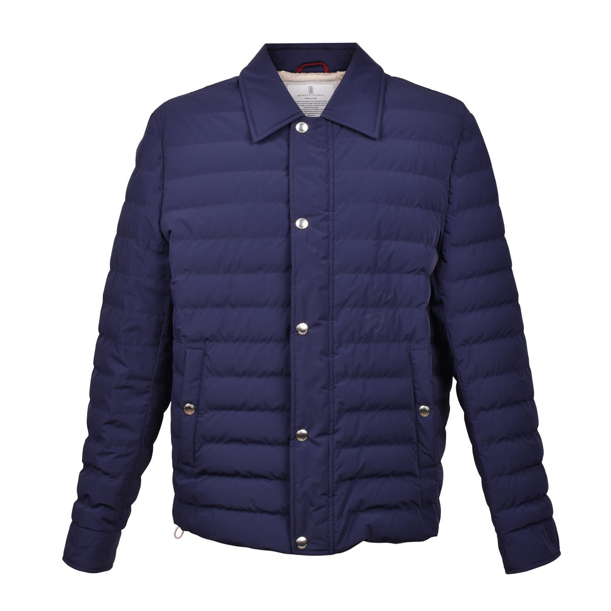 BRUNELLO CUCINELLI MEN'S DARK BLUE QUILTED JACKET