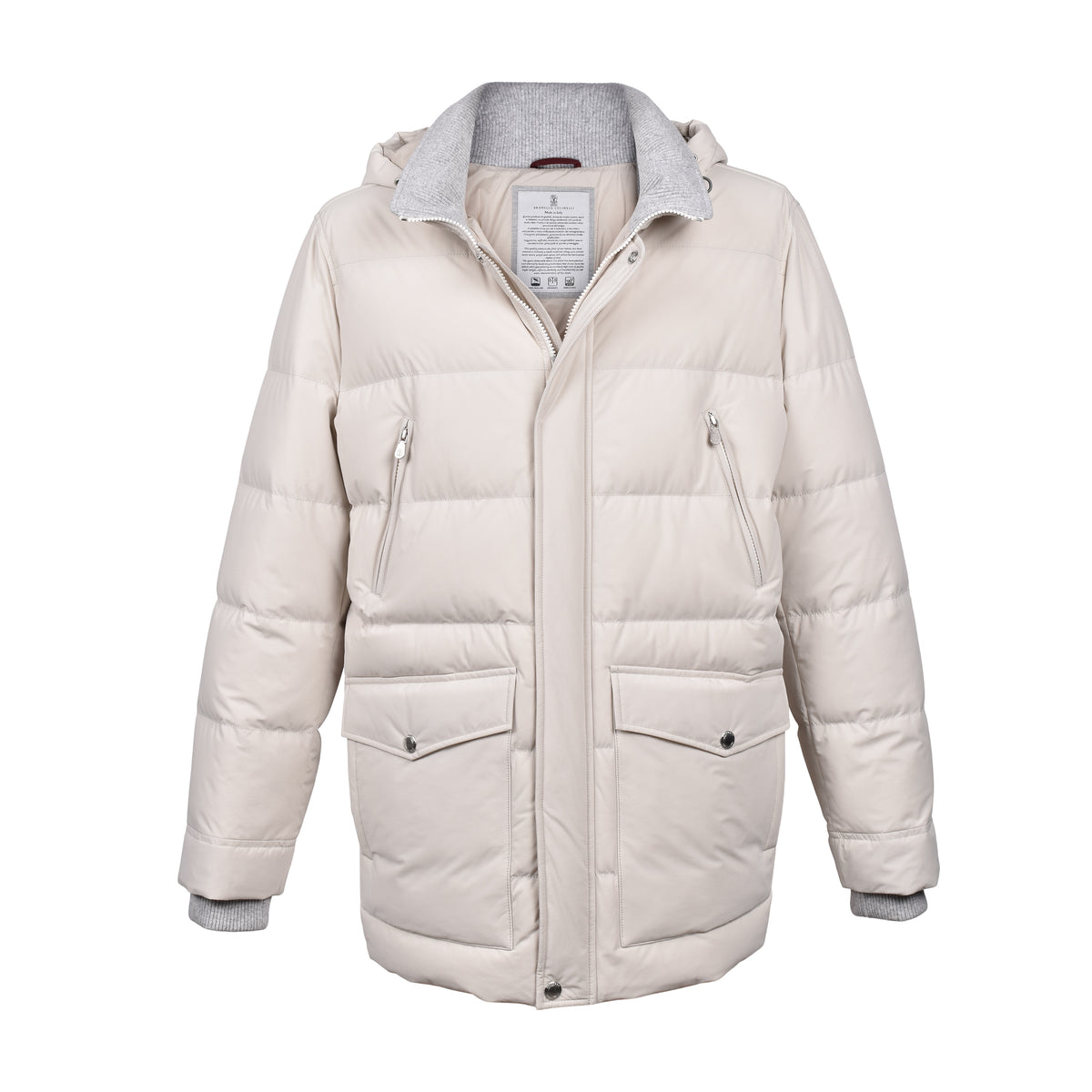 BRUNELLO CUCINELLI MEN'S OFF WHITE QUILTED JACKET