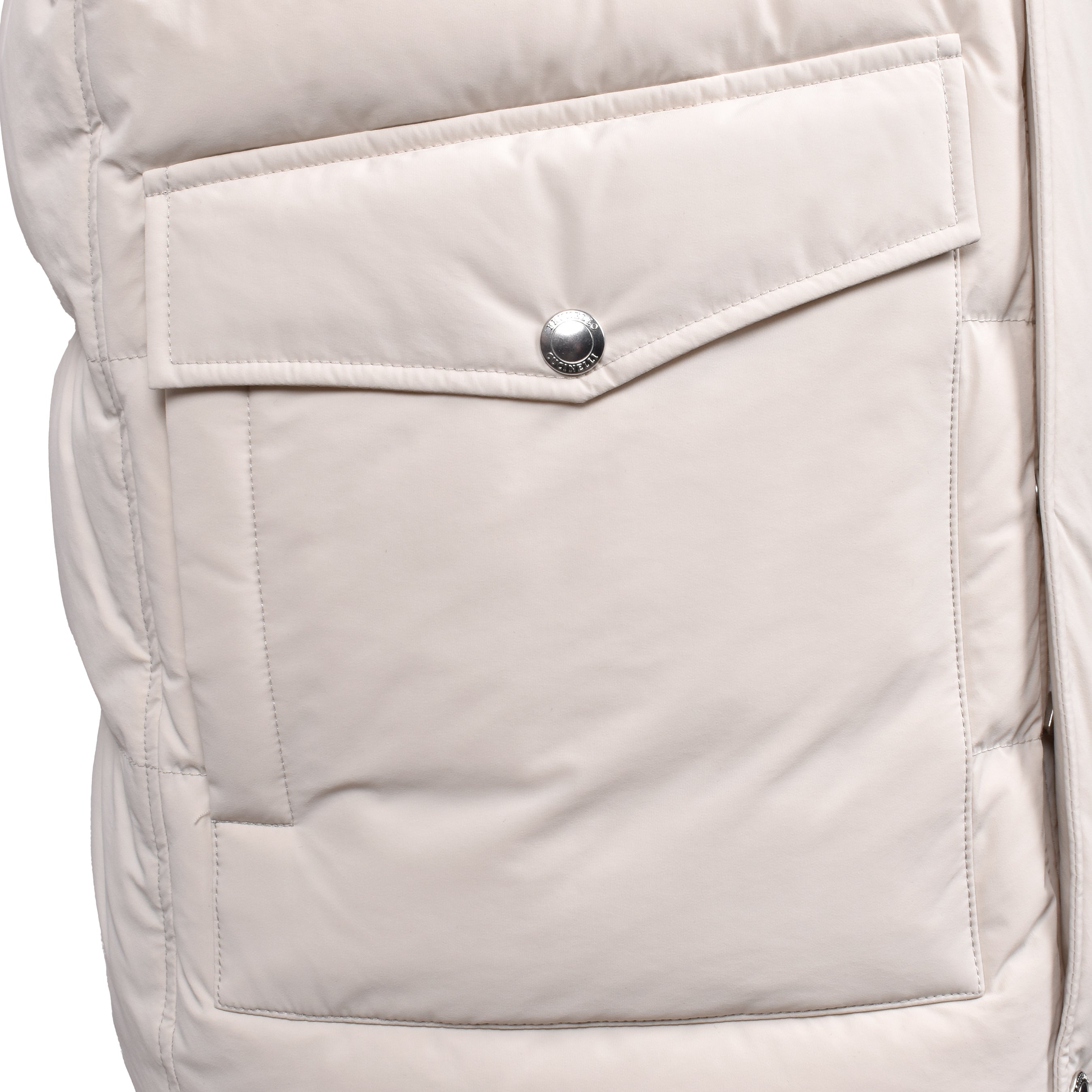 BRUNELLO CUCINELLI MEN'S OFF WHITE QUILTED DOWN PARKA JACKET