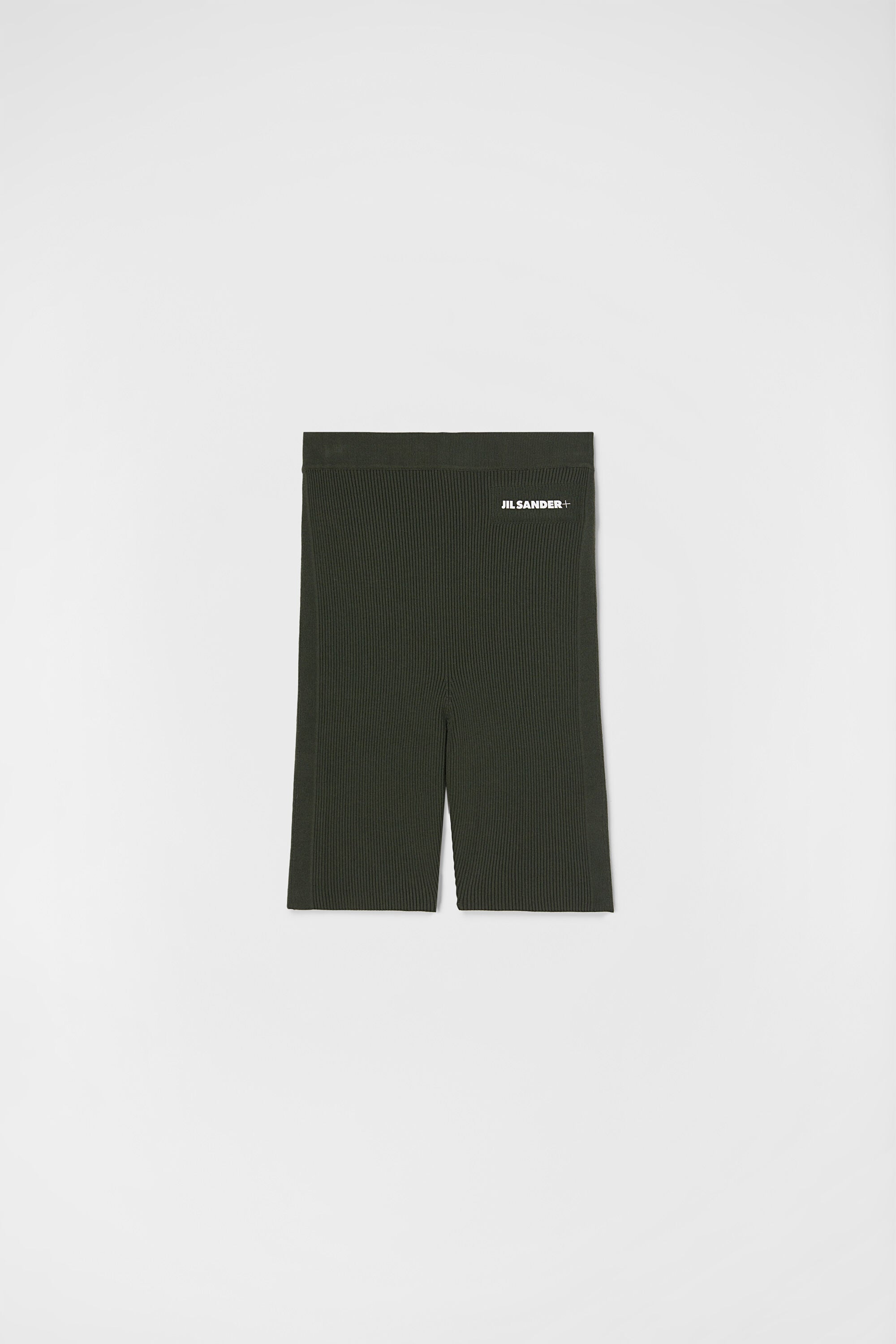 JIL SANDER WOMEN'S DARK GREEN RIBBED UTILITY SHORTS