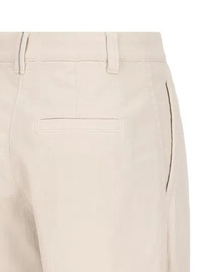 BRUNELLO CUCINELLI WOMEN'S WARM WHITE TAILORED TROUSERS