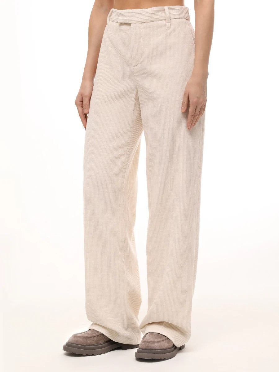 BRUNELLO CUCINELLI WOMEN'S IVORY TAILORED TROUSERS
