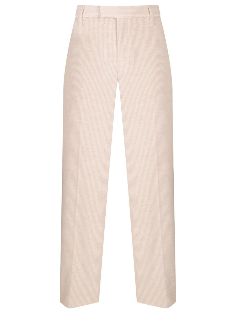 BRUNELLO CUCINELLI WOMEN'S IVORY TAILORED TROUSERS