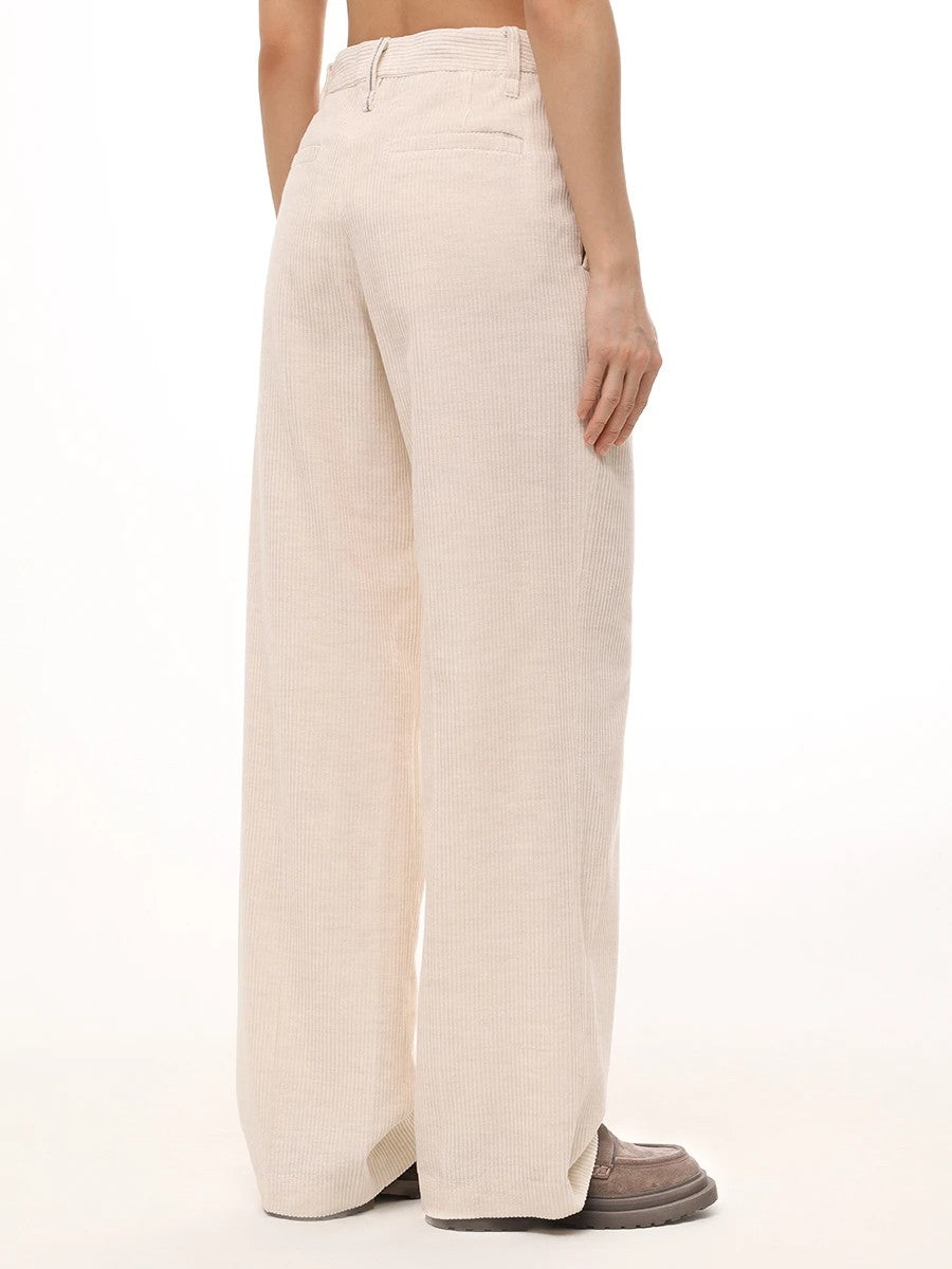 BRUNELLO CUCINELLI WOMEN'S IVORY TAILORED TROUSERS