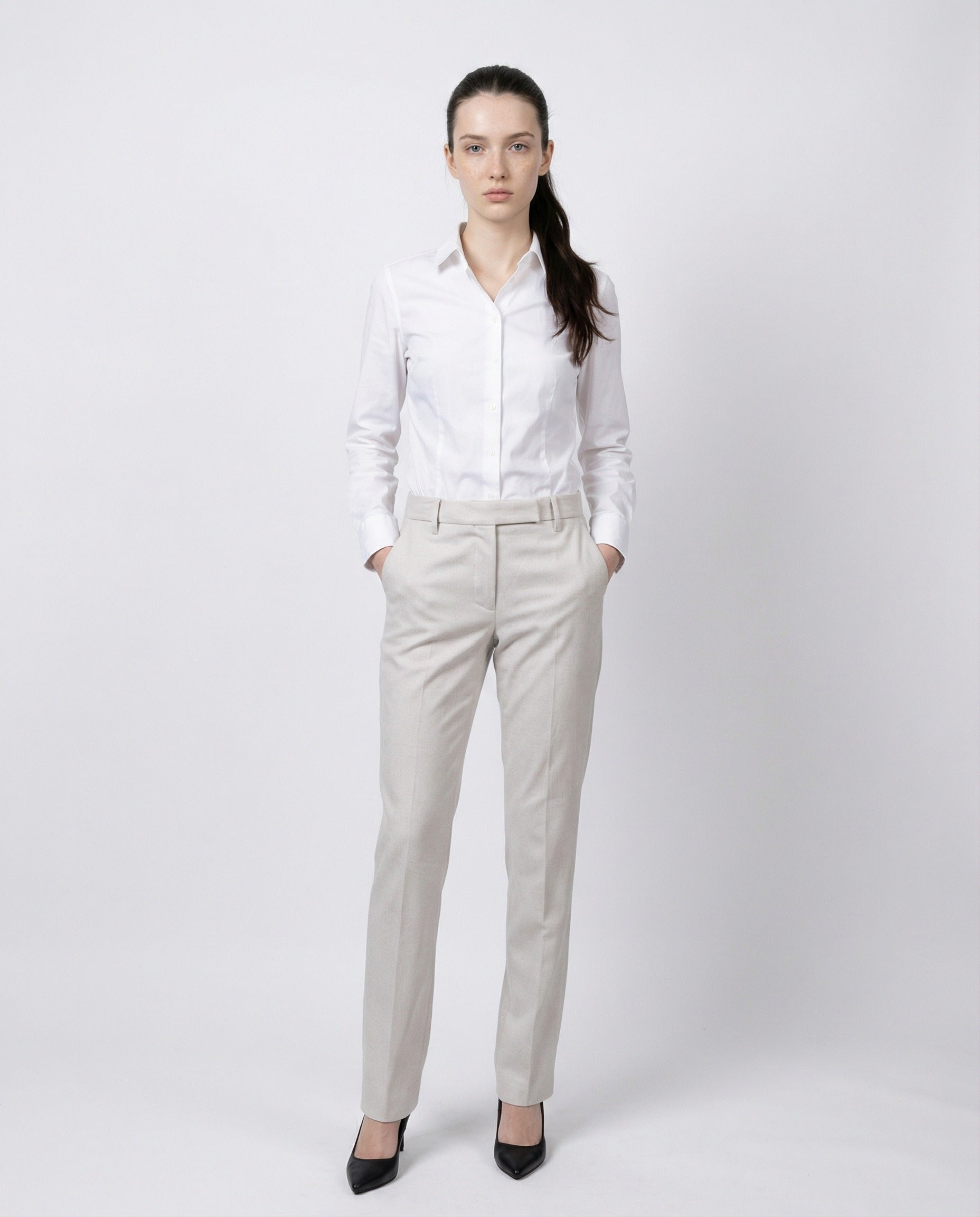BRUNELLO CUCINELLI WOMEN'S SNOW WHITE TAILORED TROUSERS