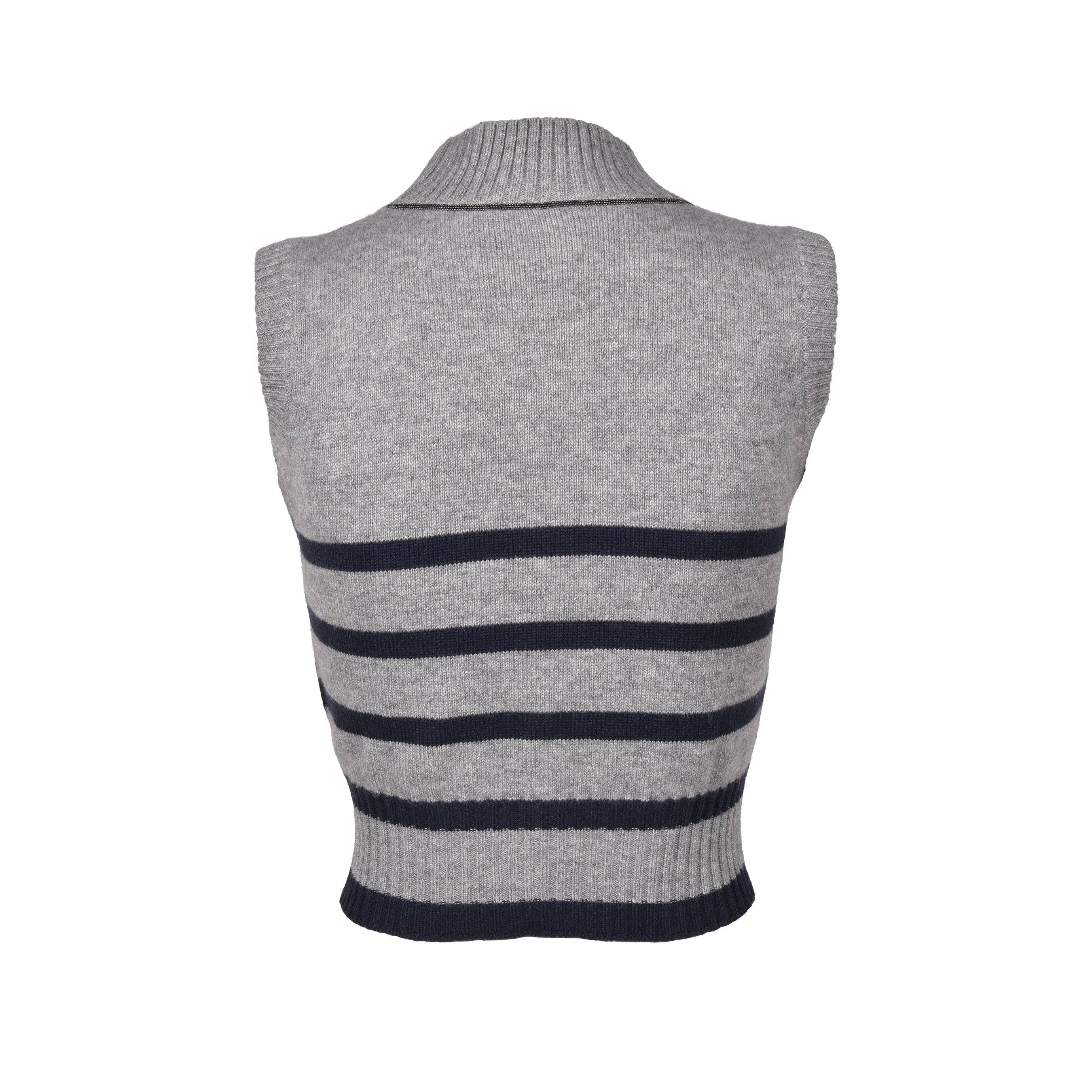 BRUNELLO CUCINELLI WOMEN'S LIGHT GREY CASHMERE SLEEVELESS SWEATER