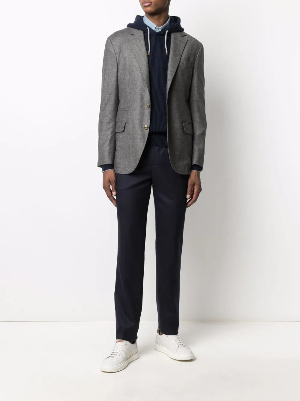 BRUNELLO CUCINELLI MEN'S BLACK WOOL TAILORED TROUSERS