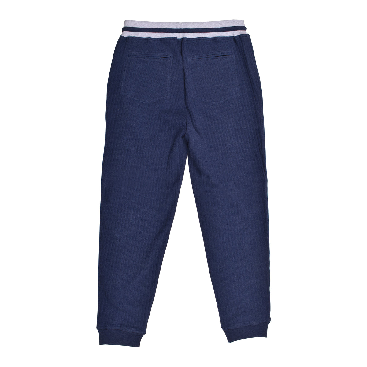 BRUNELLO CUCINELLI MEN'S NAVY RIBBED COTTON TROUSERS