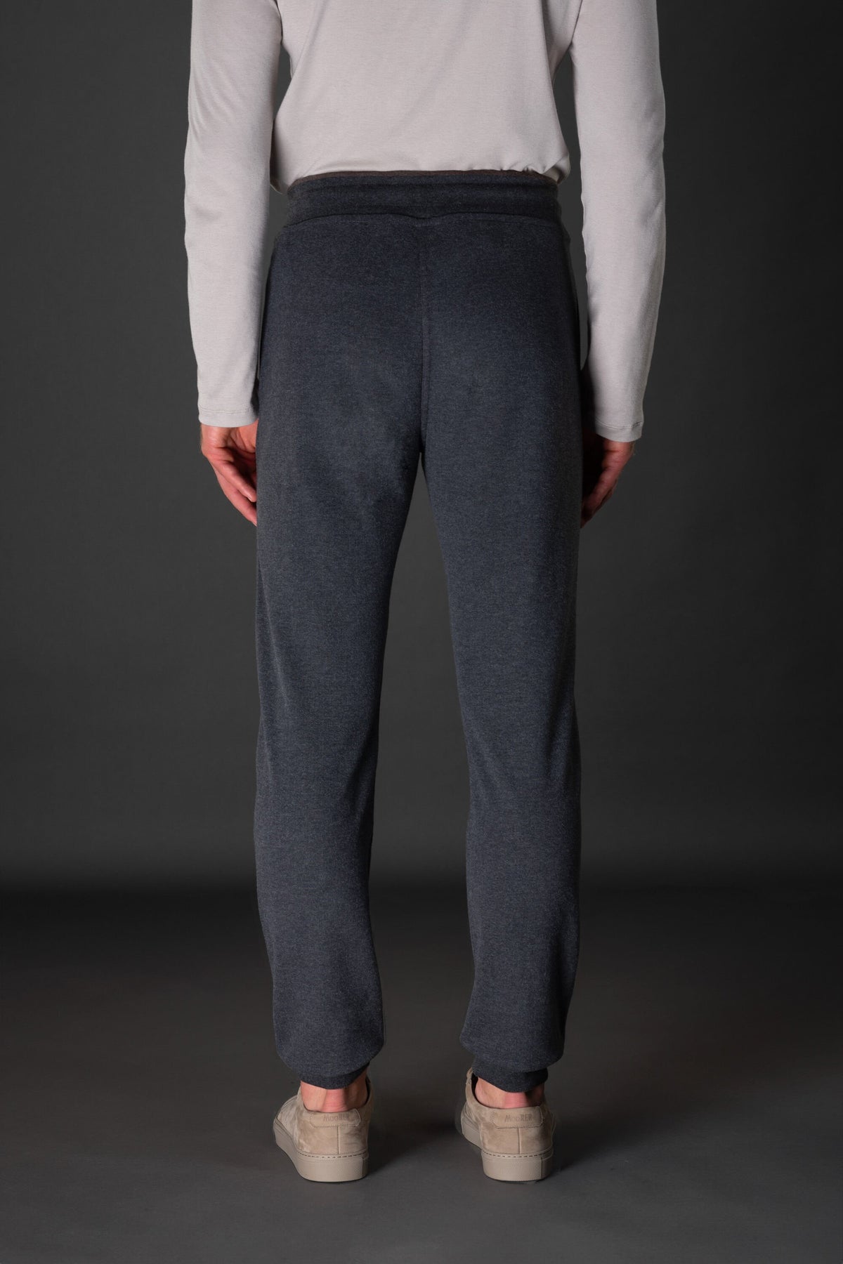MOORER MEN'S DARK GREY KNIT TROUSERS